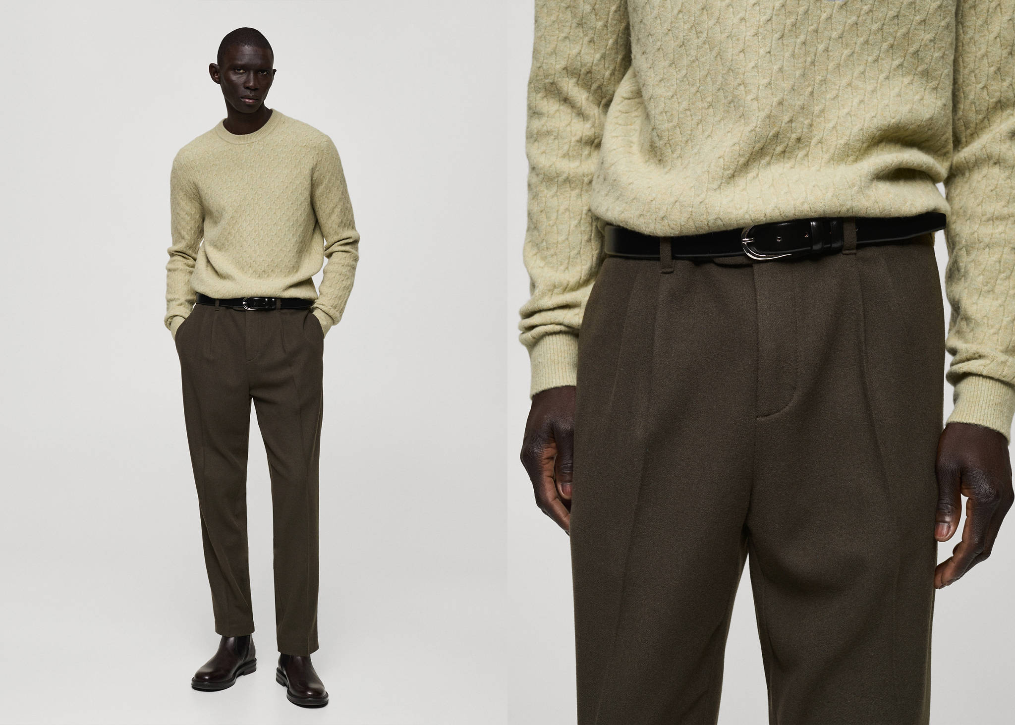Wool flannel trousers with pleats - Panoramic plane