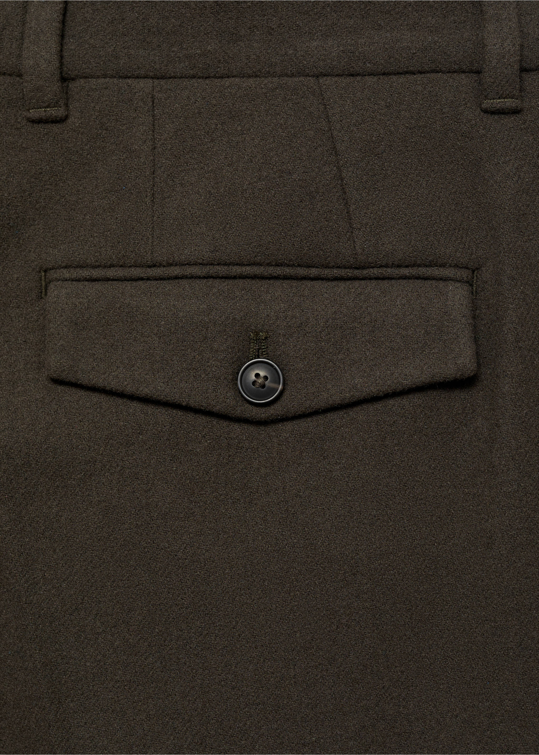 Wool flannel trousers with pleats - Details of the article 0, Khaki. Ref: 87030577-00.