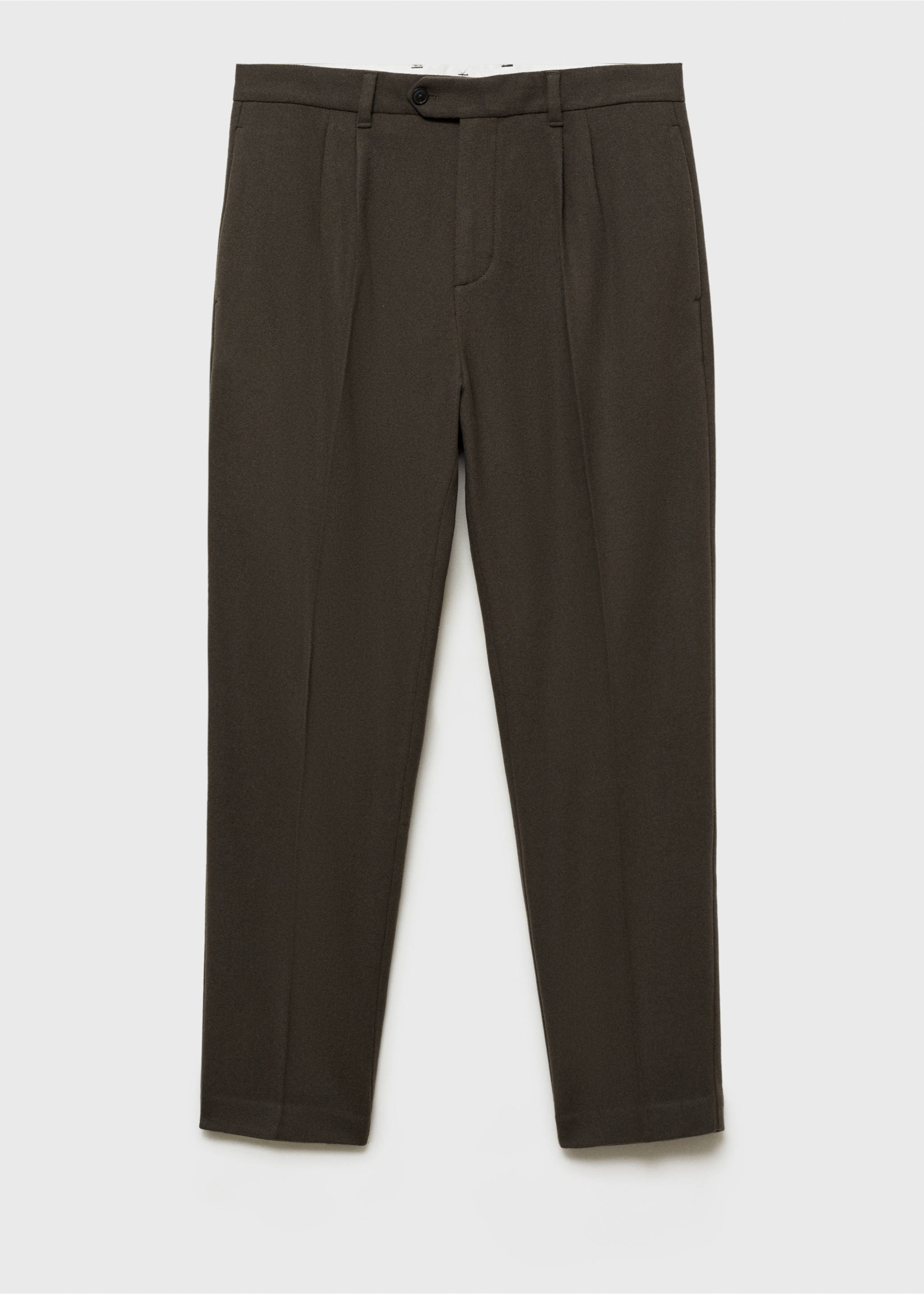 Wool flannel trousers with pleats - Article without model, Khaki. Ref: 87030577-00.