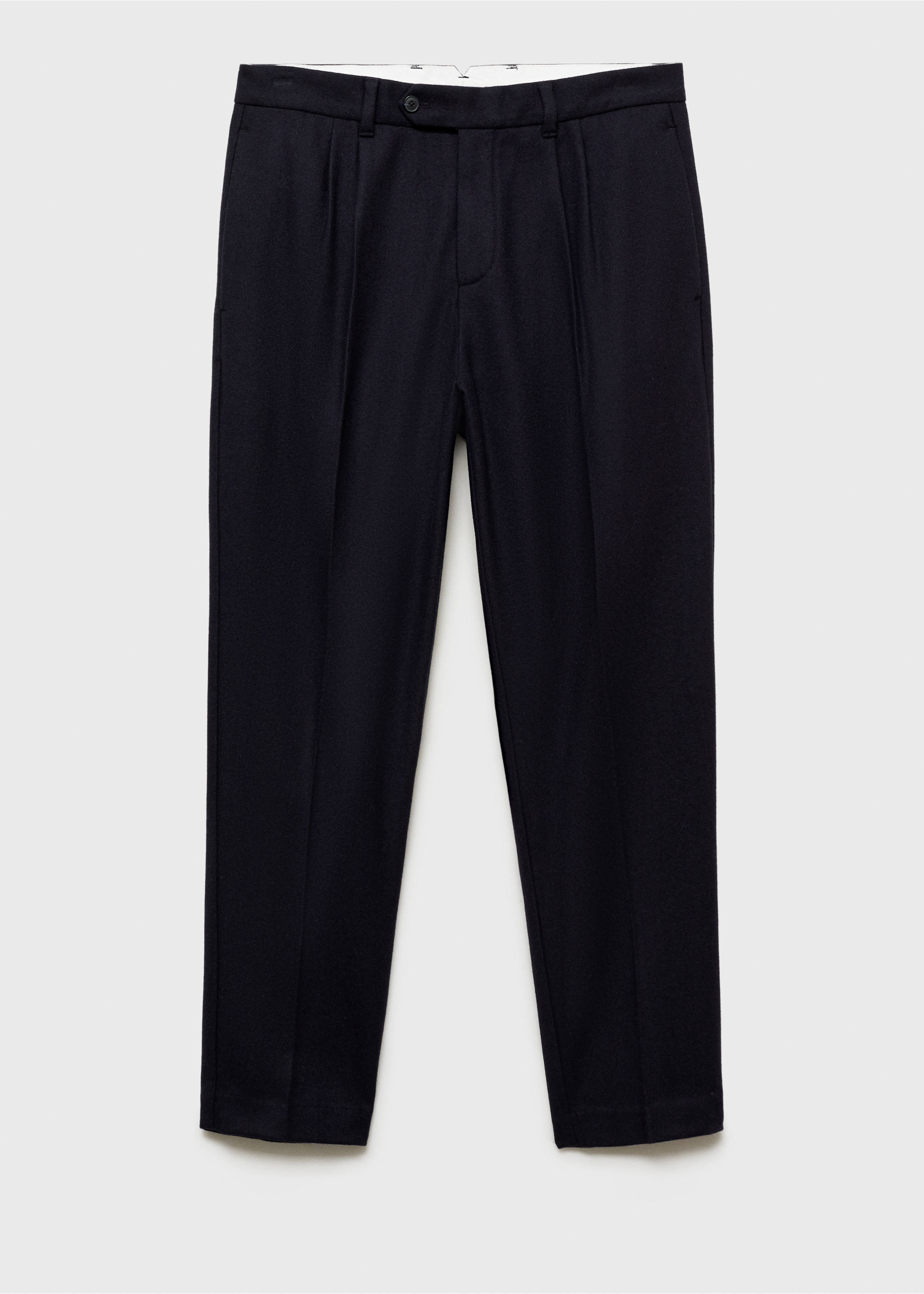 Wool flannel trousers with pleats - Article without model, Dark Navy. Ref: 87030577-00.