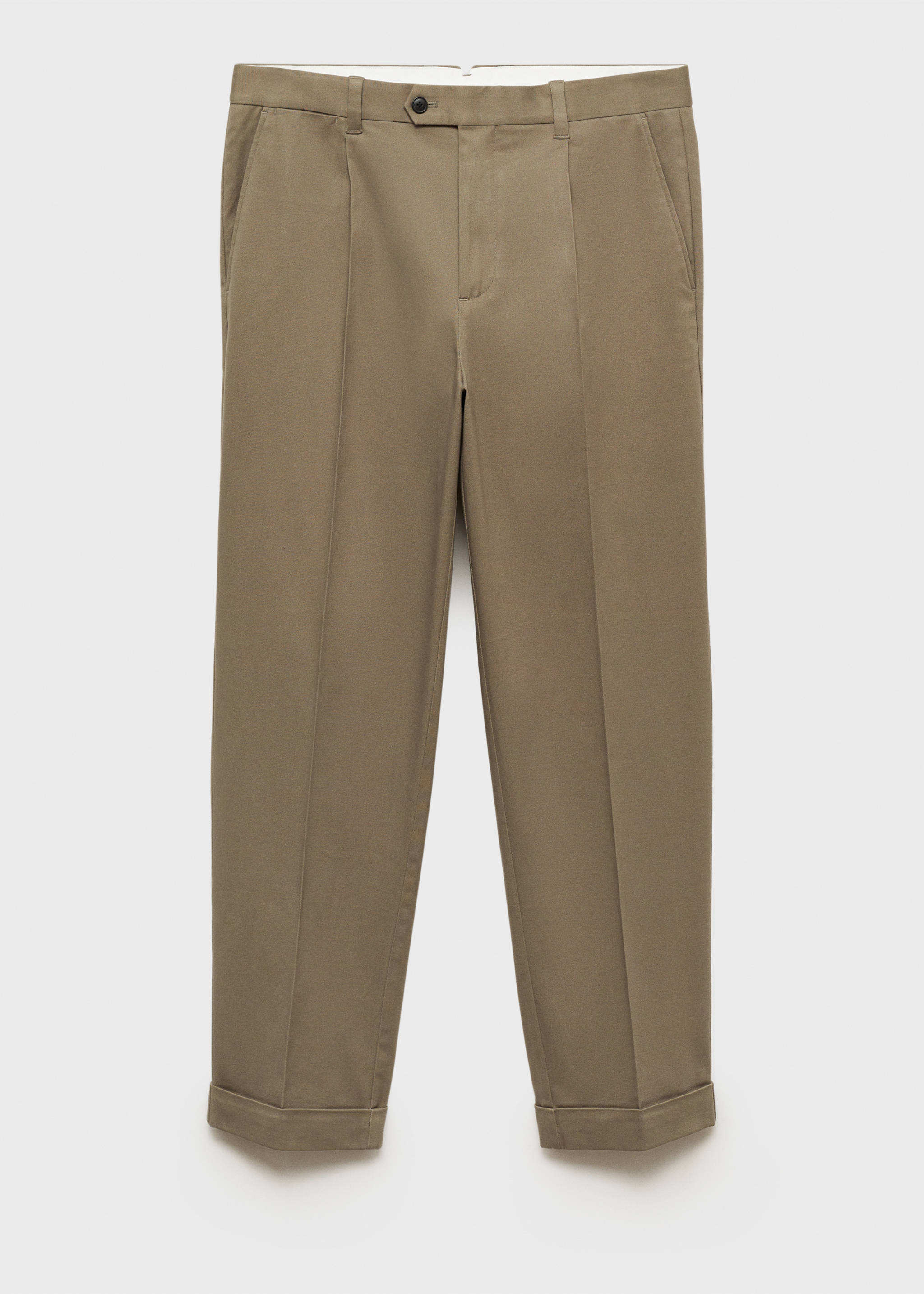 Bundfaltenhose mit Hosenaufschlag - Artikel ohne Model, Khaki. Ref: 87030579-00.