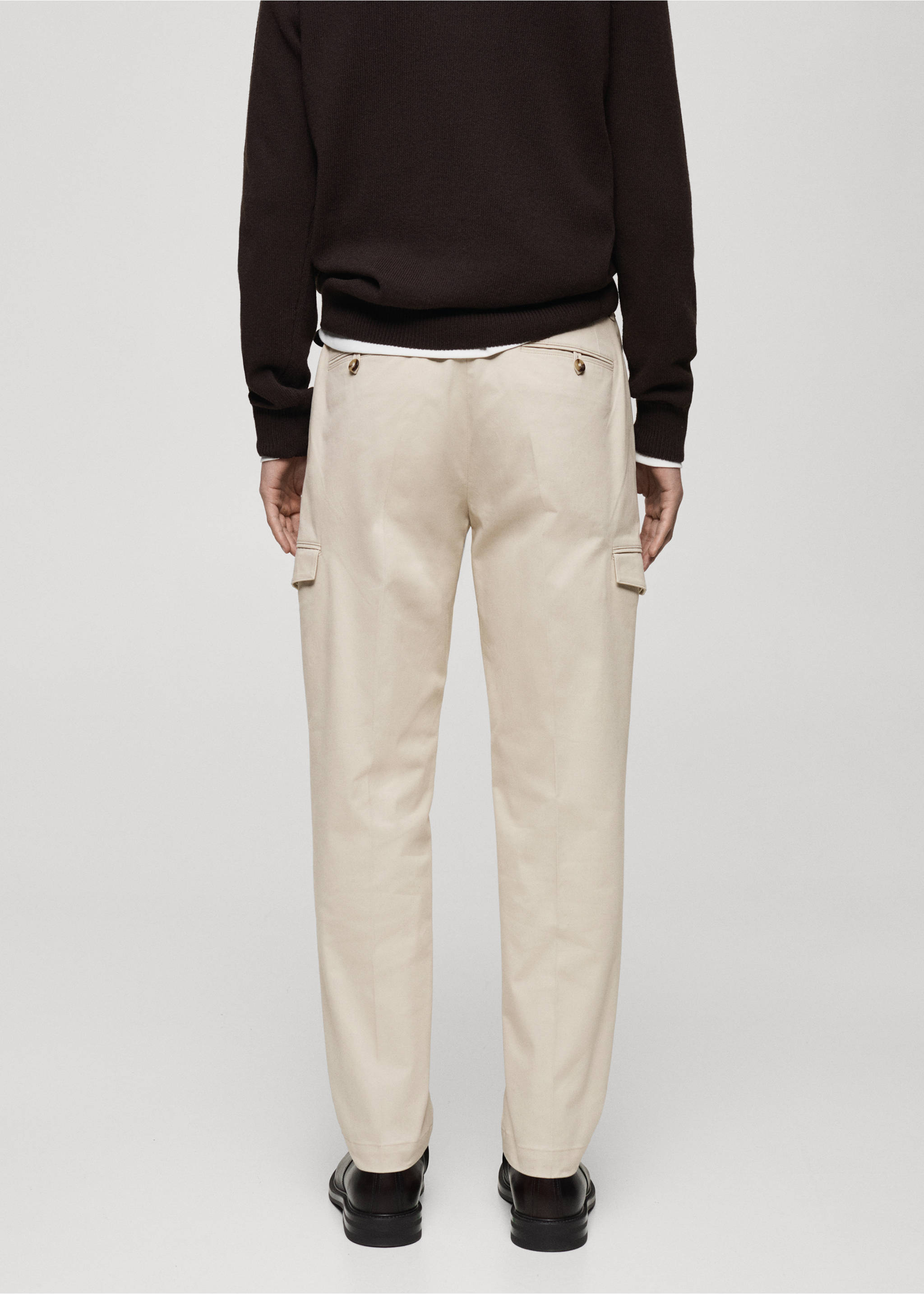 Regular fit cotton cargo trousers - Reverse of the article, Light/Pastel Grey. Ref: 87030580-00.