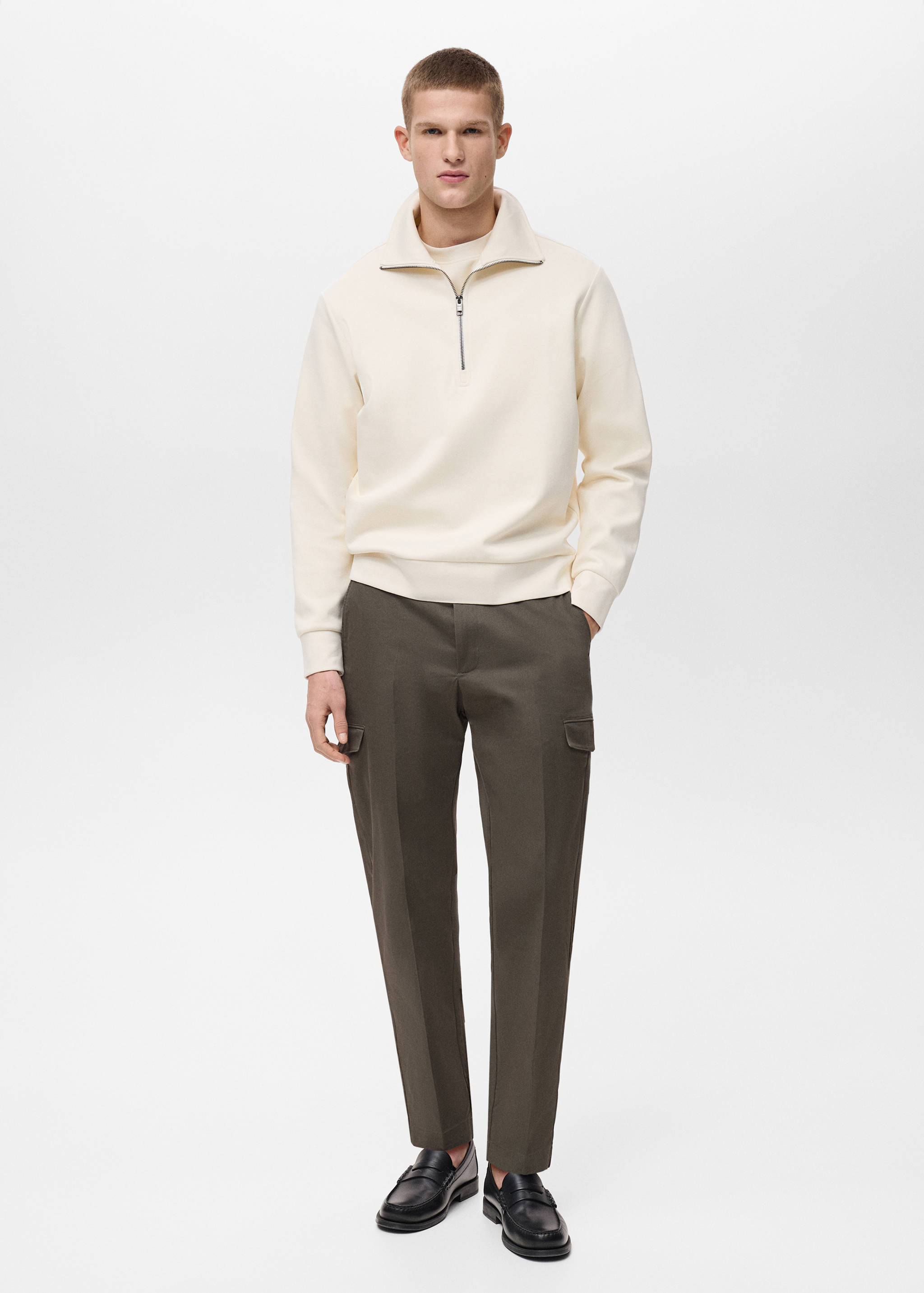 Regular fit cotton cargo trousers - General plane