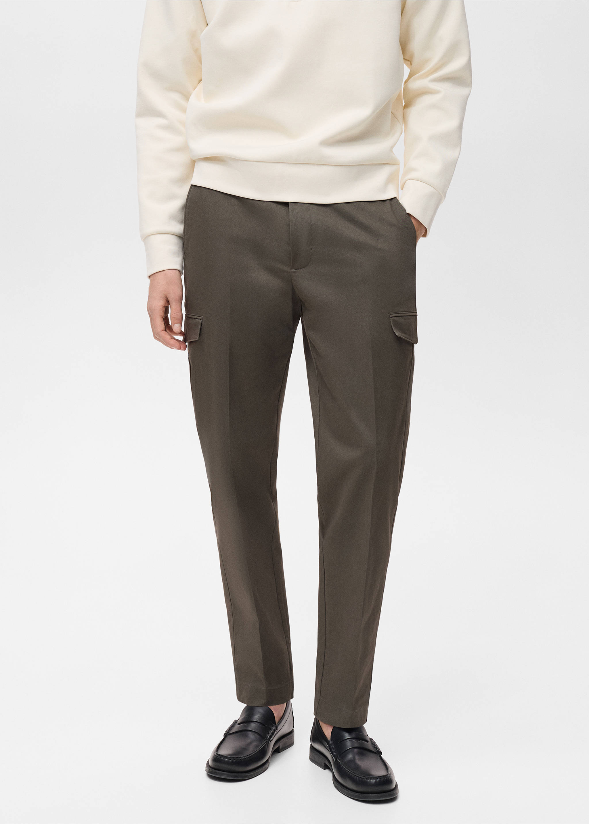 Regular-Fit-Cargohose aus Baumwolle - Mittlere Ansicht, Khaki. Ref: 87030580-00.