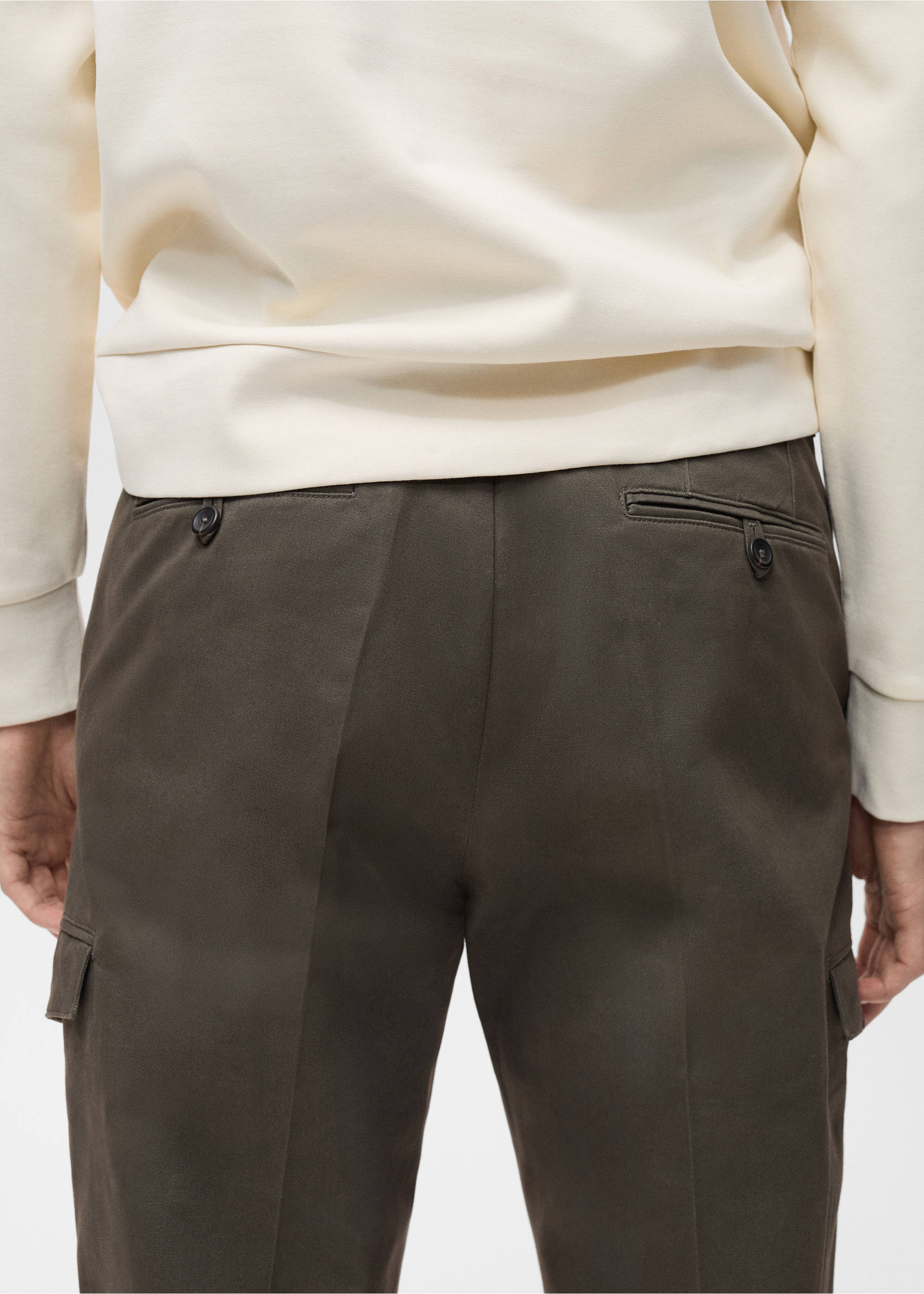 Regular-Fit-Cargohose aus Baumwolle - Detail des Artikels 3, Khaki. Ref: 87030580-00.