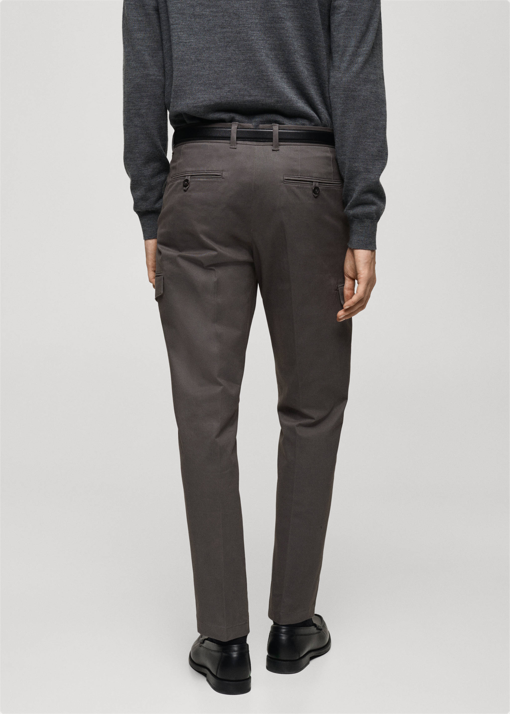 Regular fit cotton cargo trousers - Reverse of the article, Grey. Ref: 87030580-00.
