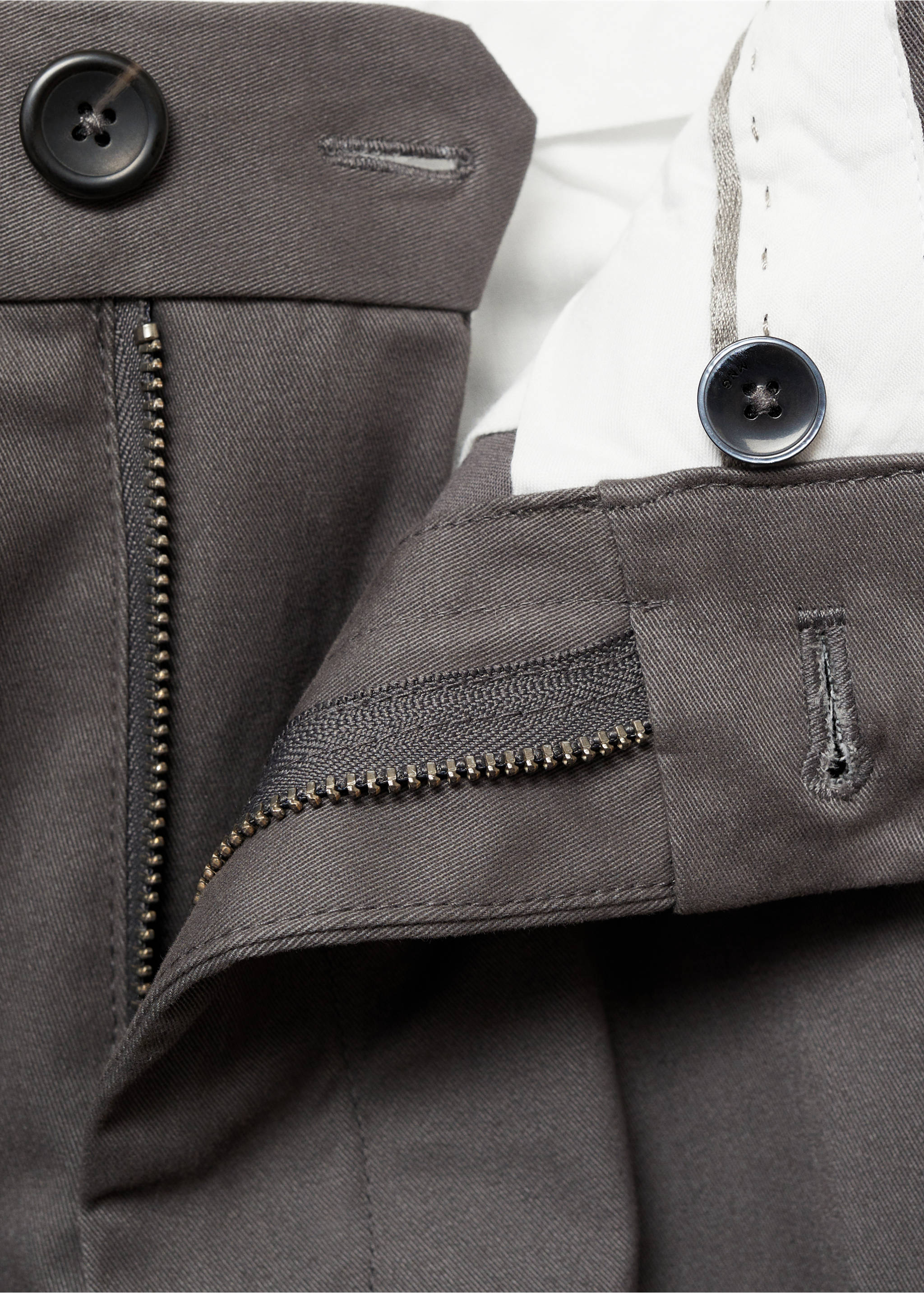 Regular fit cotton cargo trousers - Details of the article 8, Grey. Ref: 87030580-00.