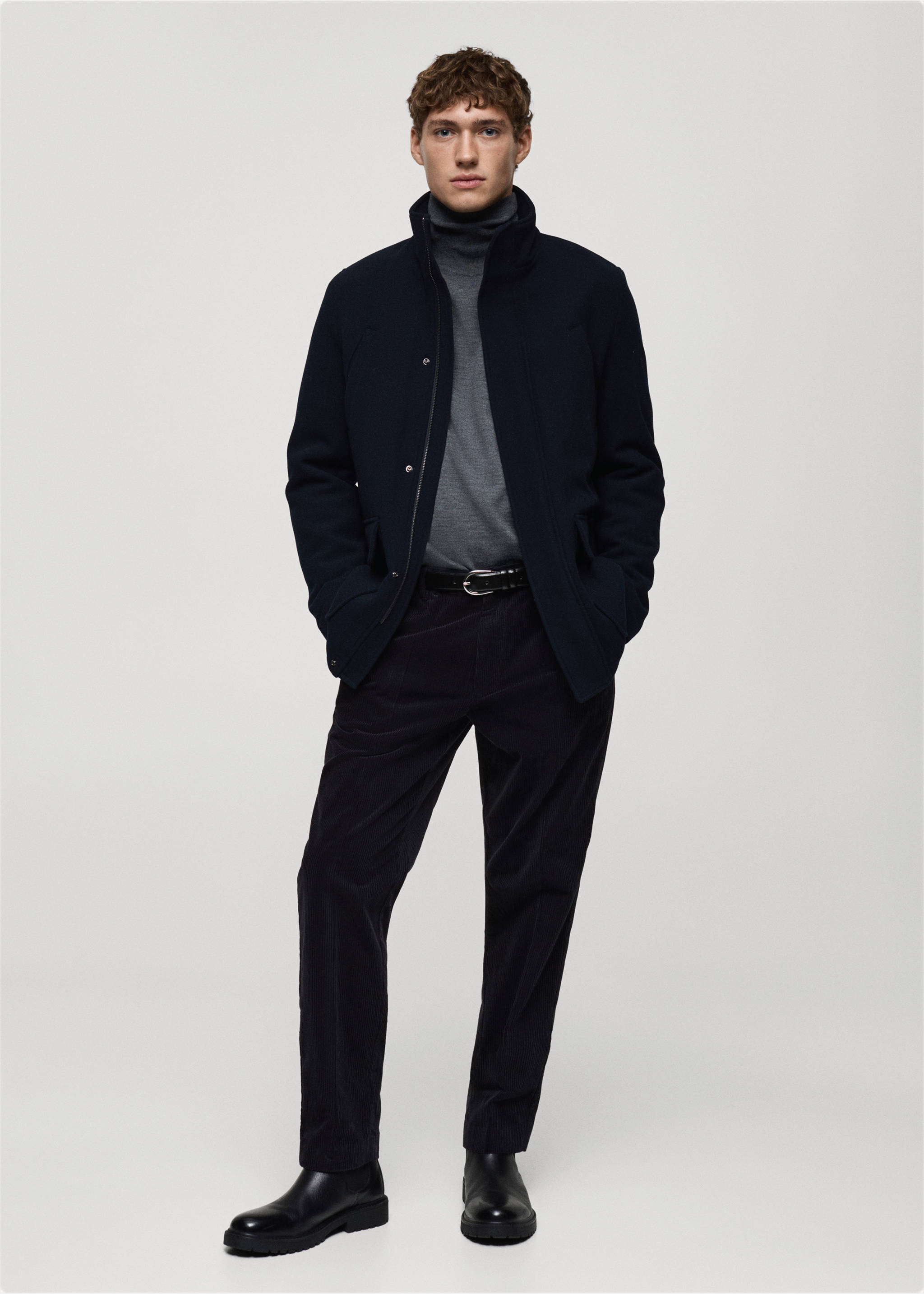 Corduroy regular-fit broek - Overzichtstekening, Donkermarine. Ref: 87030581-00.