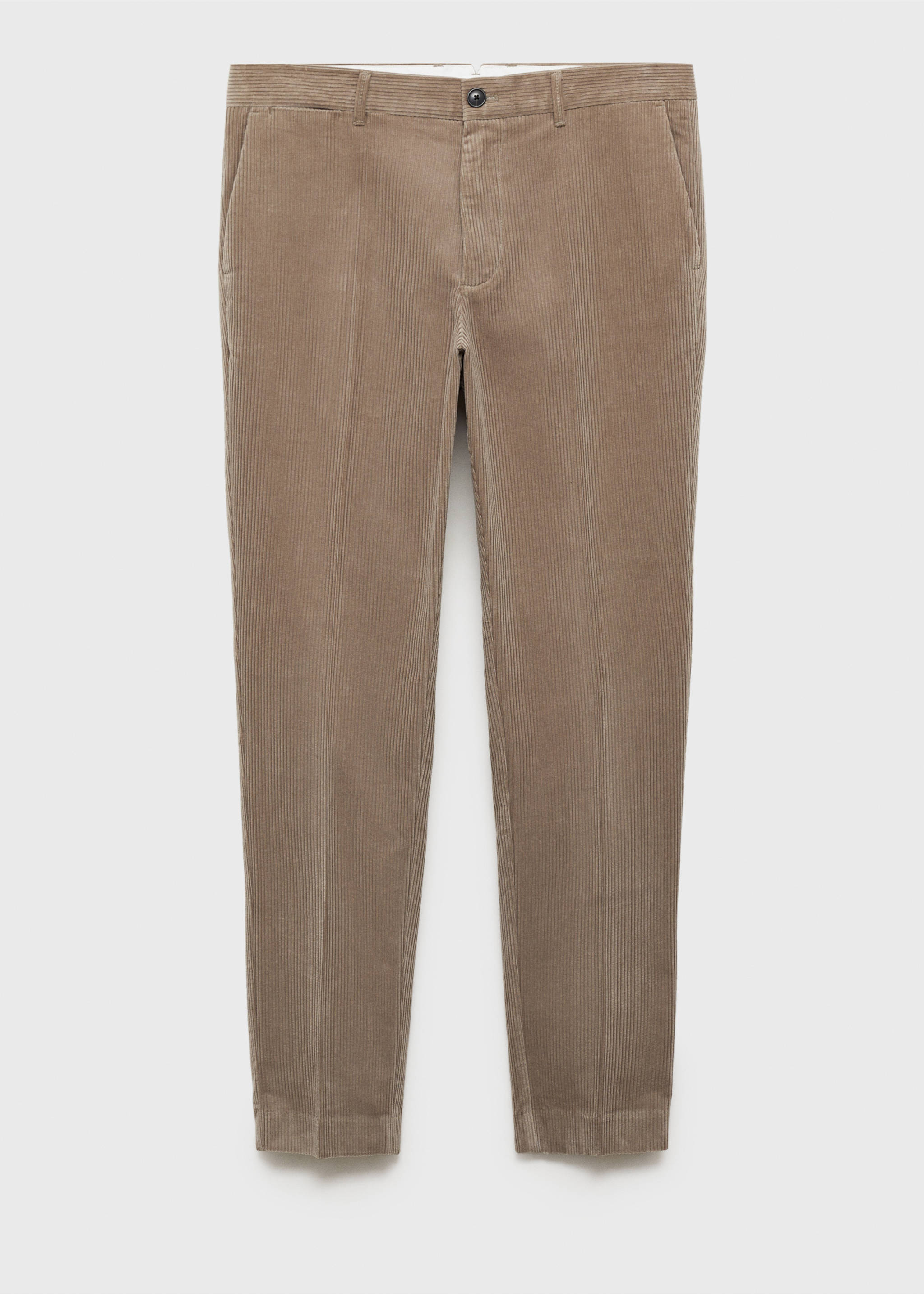Corduroy regular-fit trousers - Article without model, Mink Grey. Ref: 87030581-00.