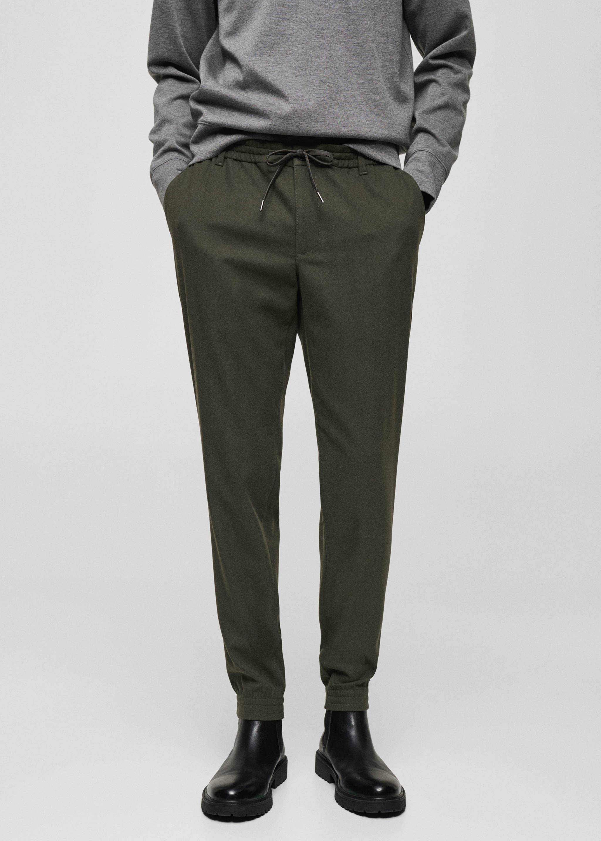 Cotton pants with adjustable drawstring - Medium plane