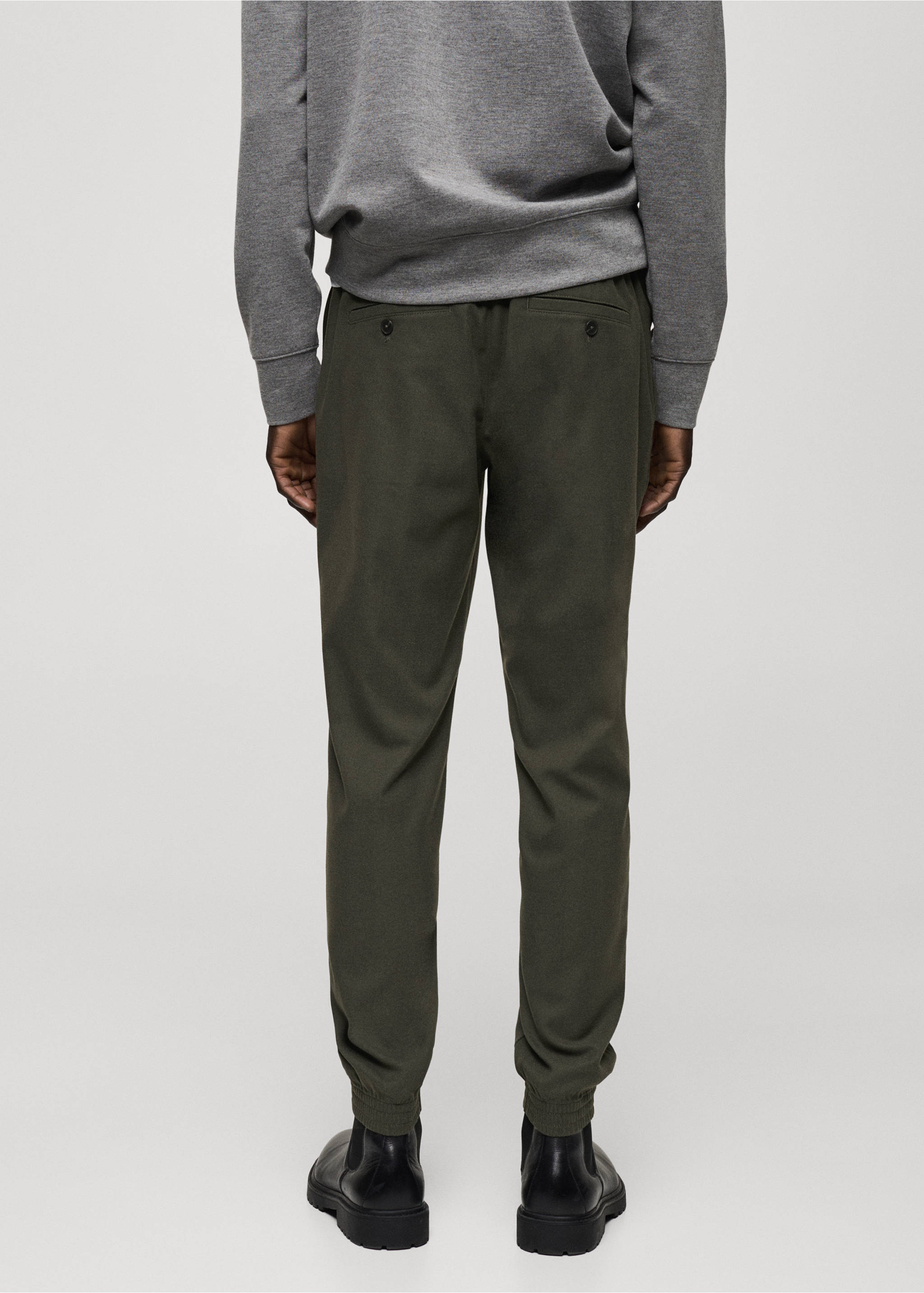 Pantalon coton cordon de serrage - Verso de l’article, Kaki. Ref: 87030582-00.
