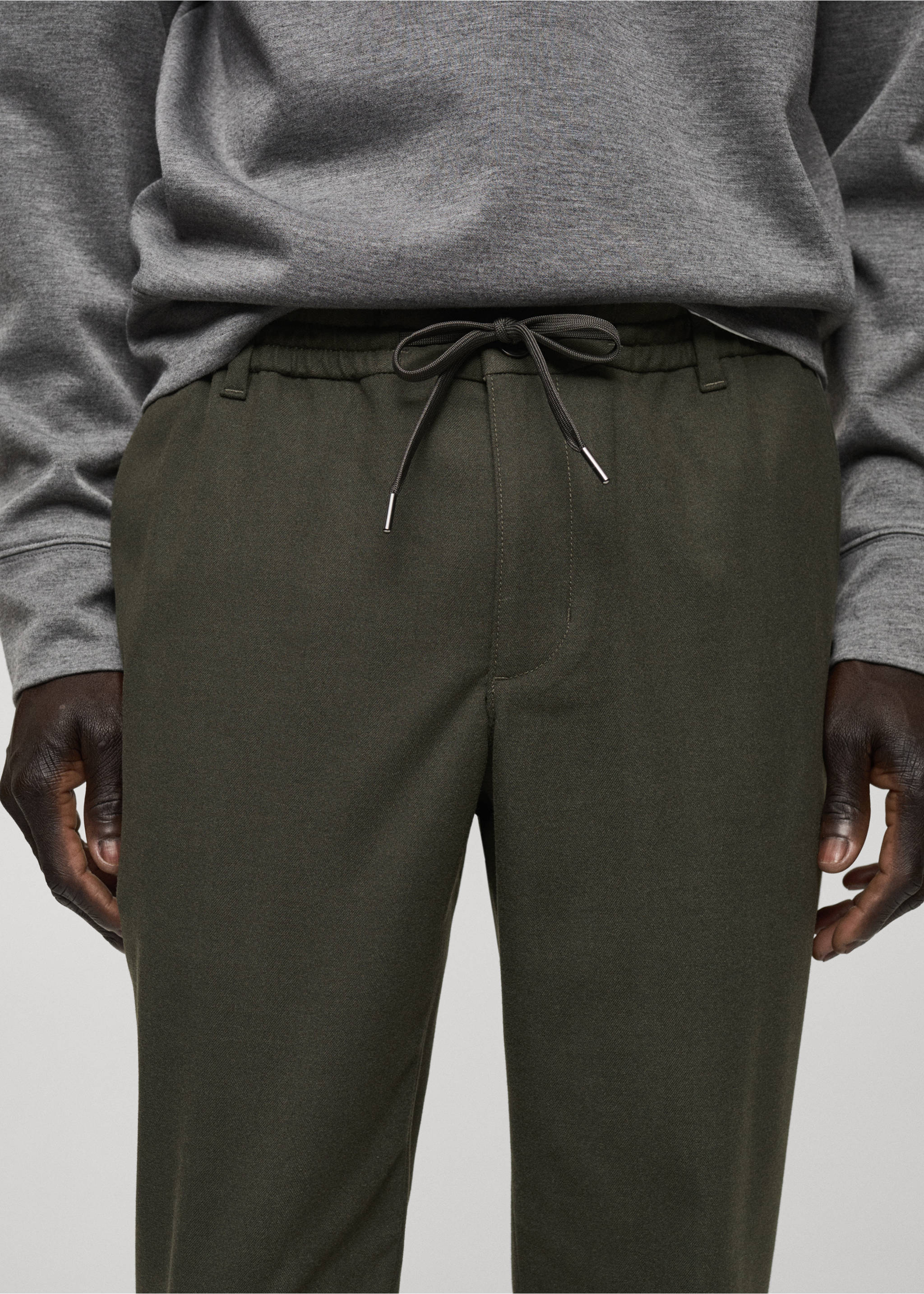 Pantalon coton cordon de serrage - Détail de l'article 1, Kaki. Ref: 87030582-00.