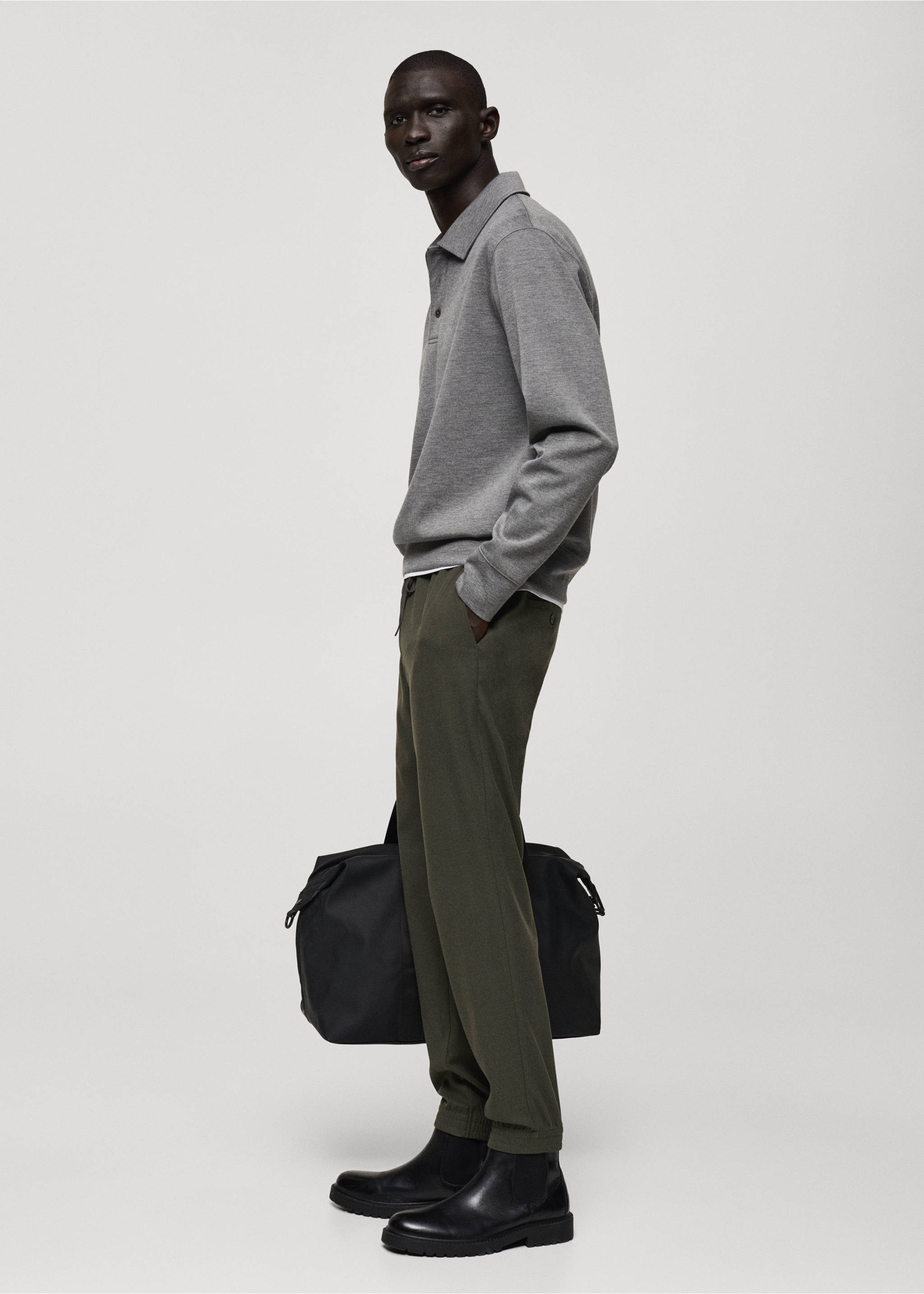 Pantalon coton cordon de serrage - Détail de l'article 2, Kaki. Ref: 87030582-00.