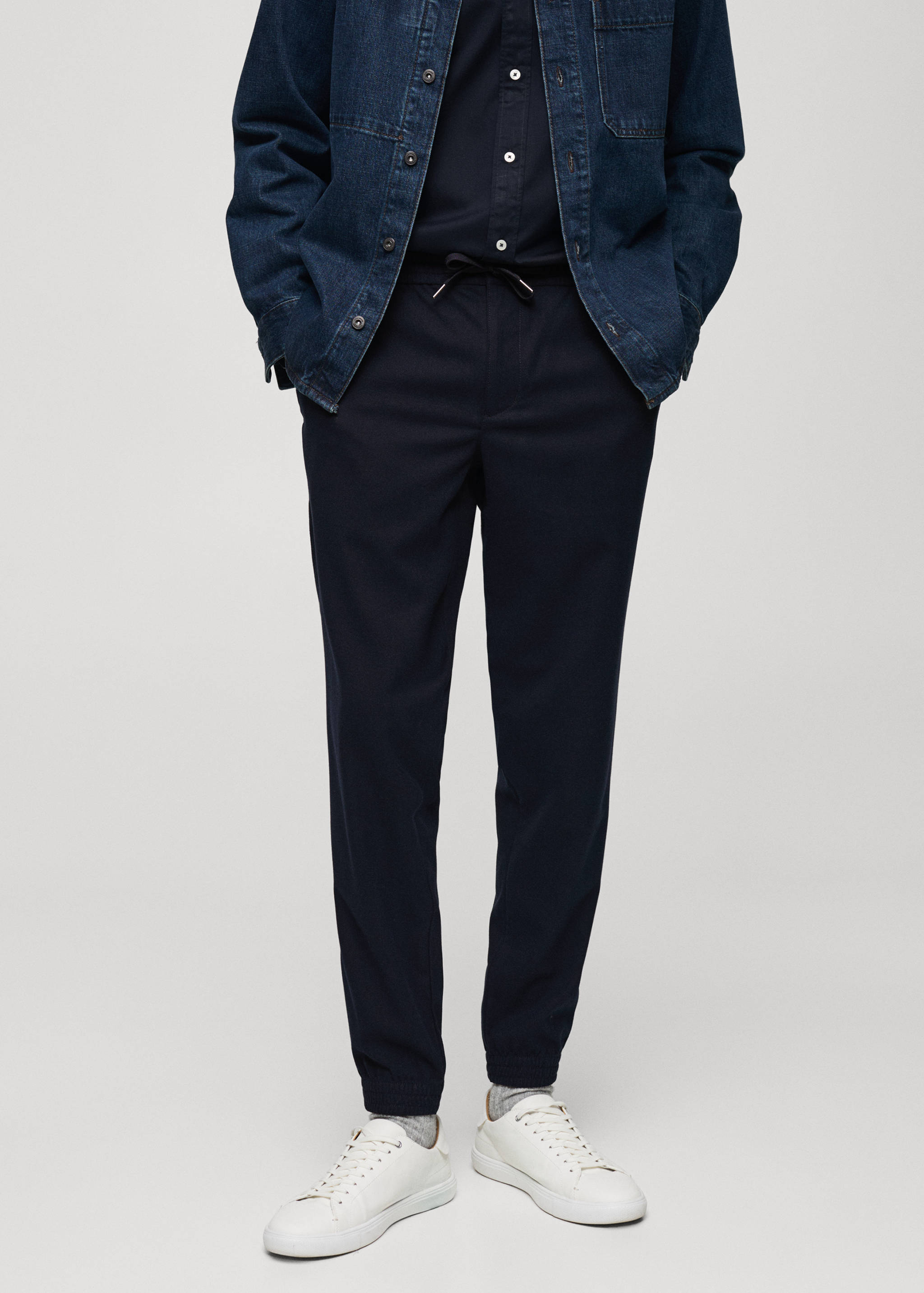 Cotton pants with adjustable drawstring - Medium plane