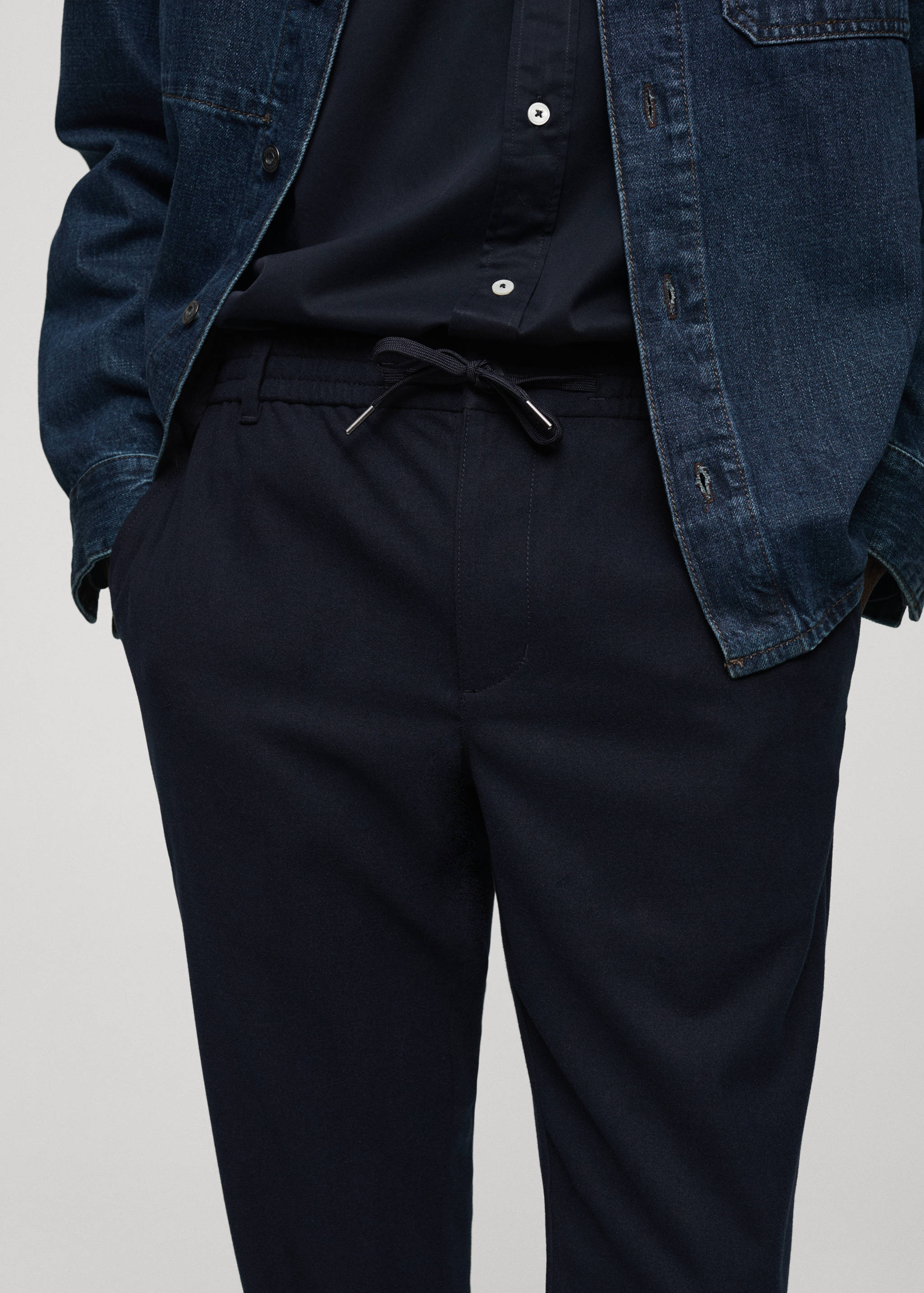 Cotton pants with adjustable drawstring - Details of the article 1