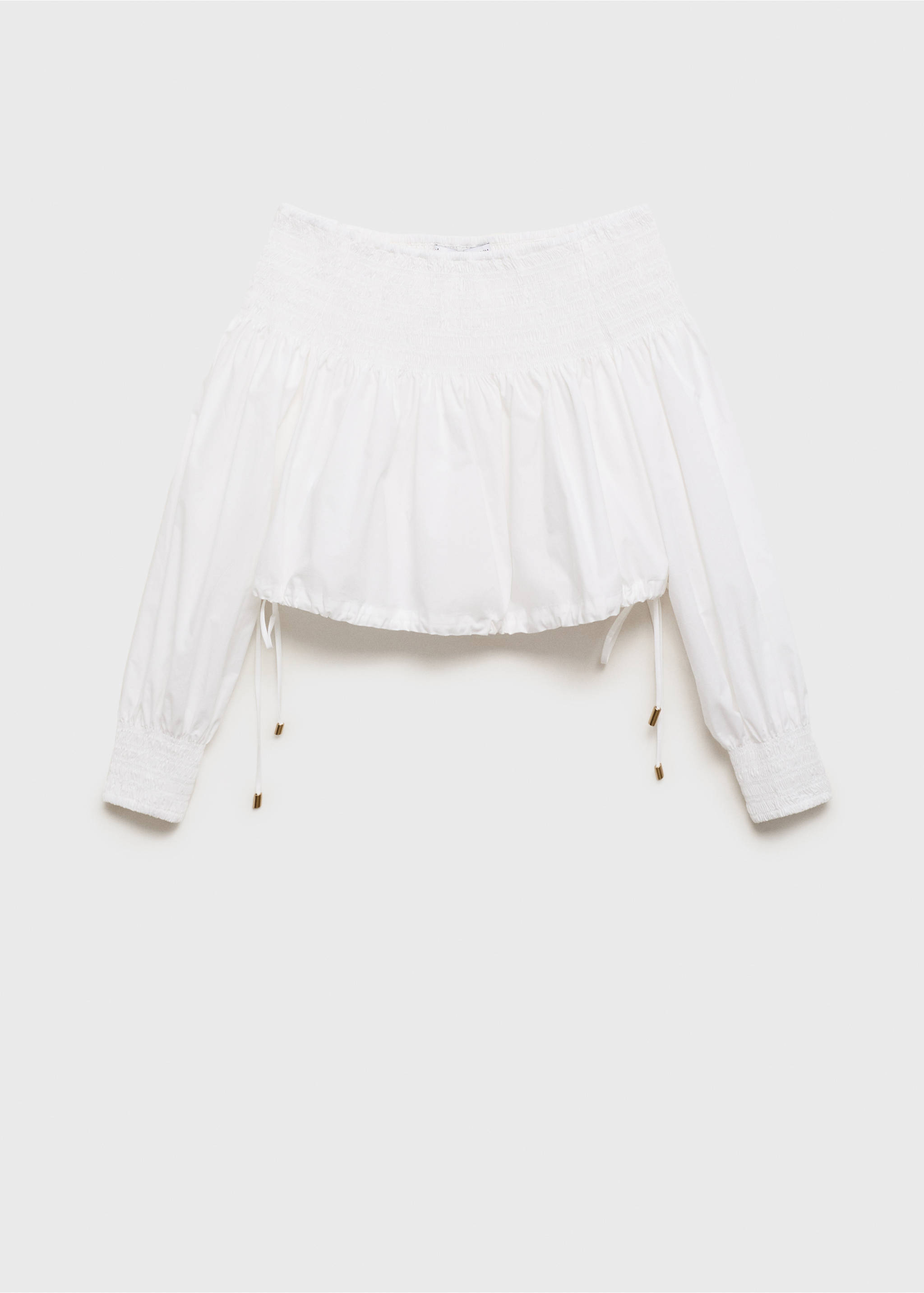 Gathered off-the-shoulder blouse - Article without model, White. Ref: 87030583-00.