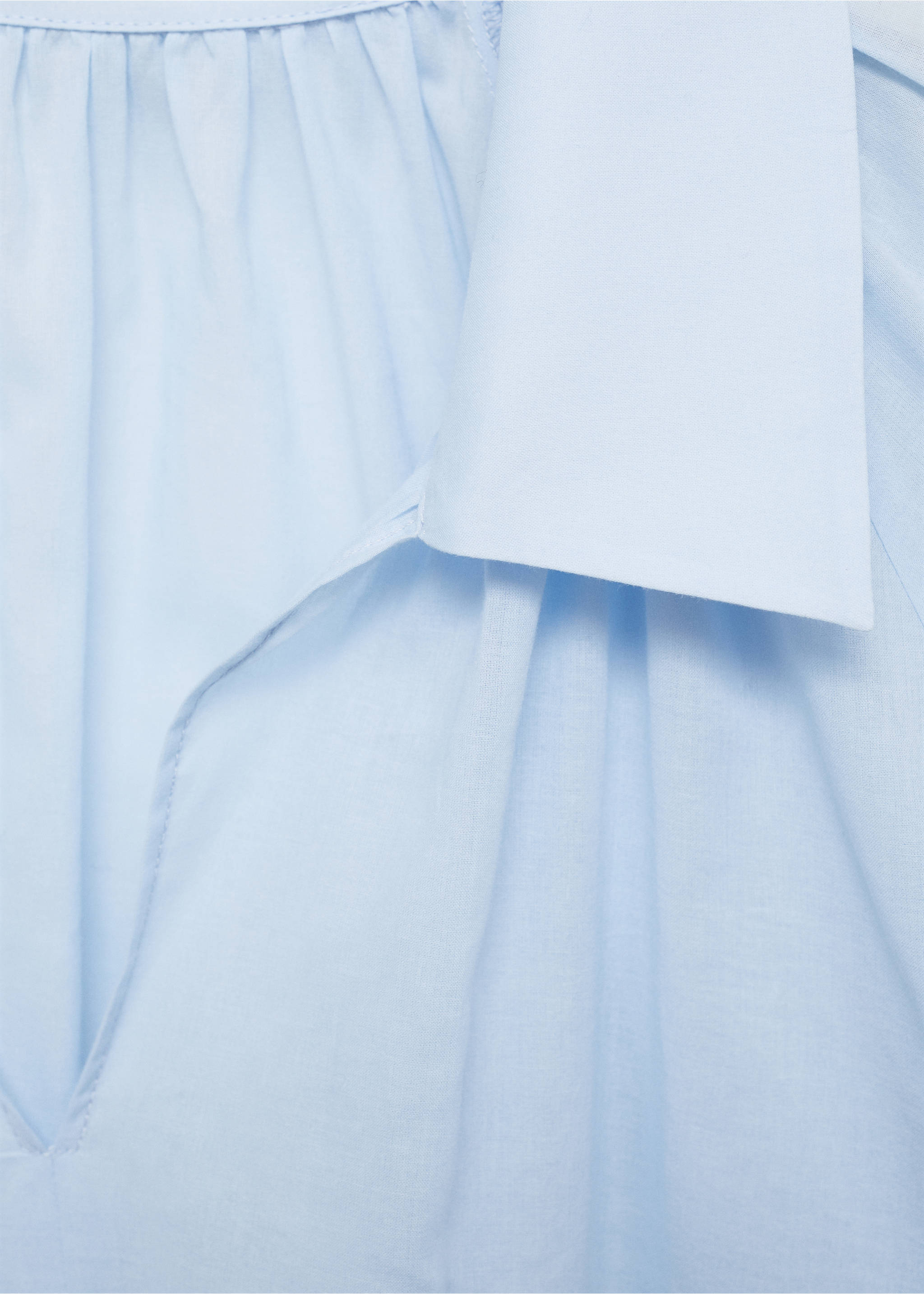 Puffed sleeves cotton blouse - Details of the article 8, Blue. Ref: 87030585-00.