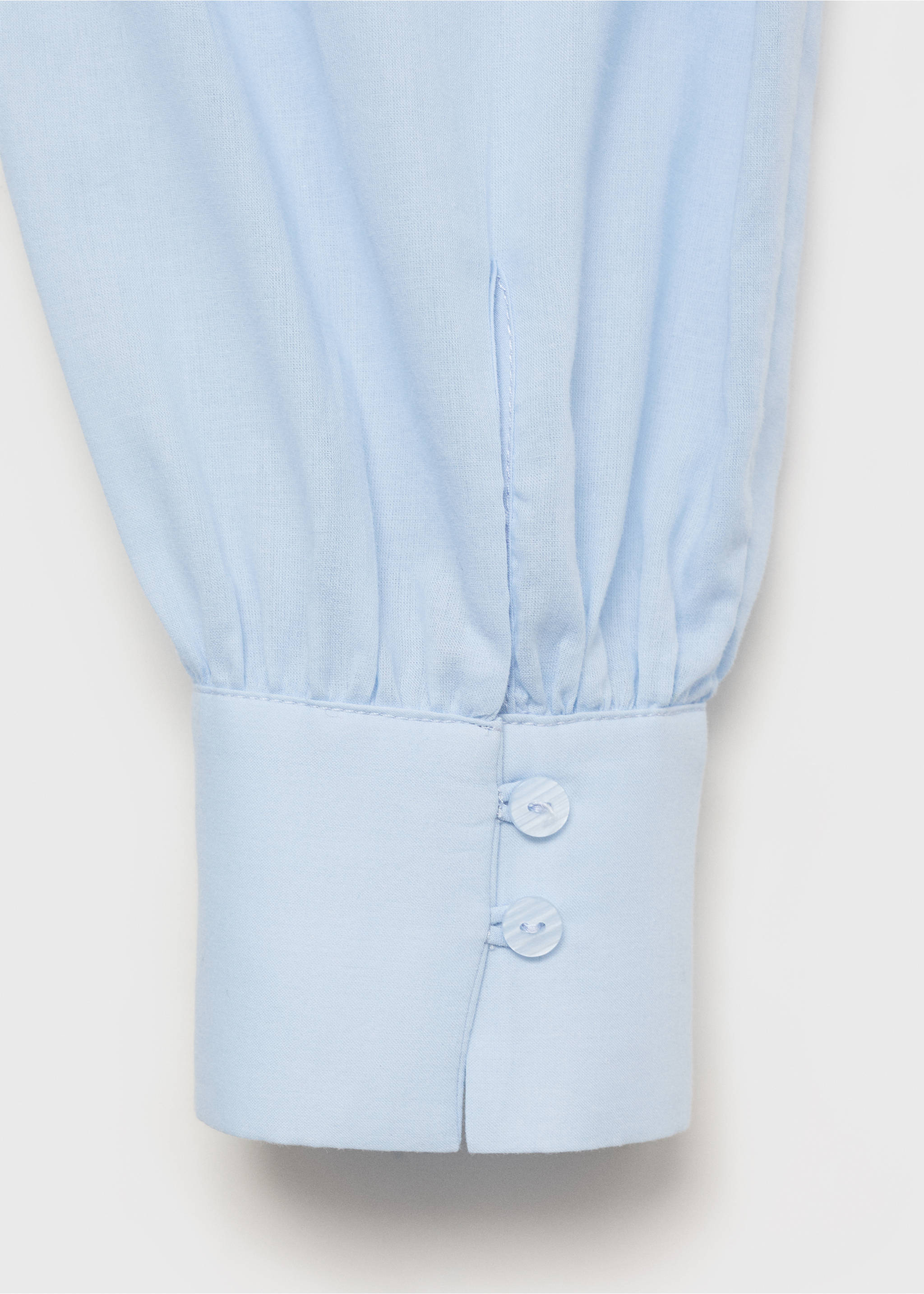 Puffed sleeves cotton blouse - Details of the article 0, Blue. Ref: 87030585-00.