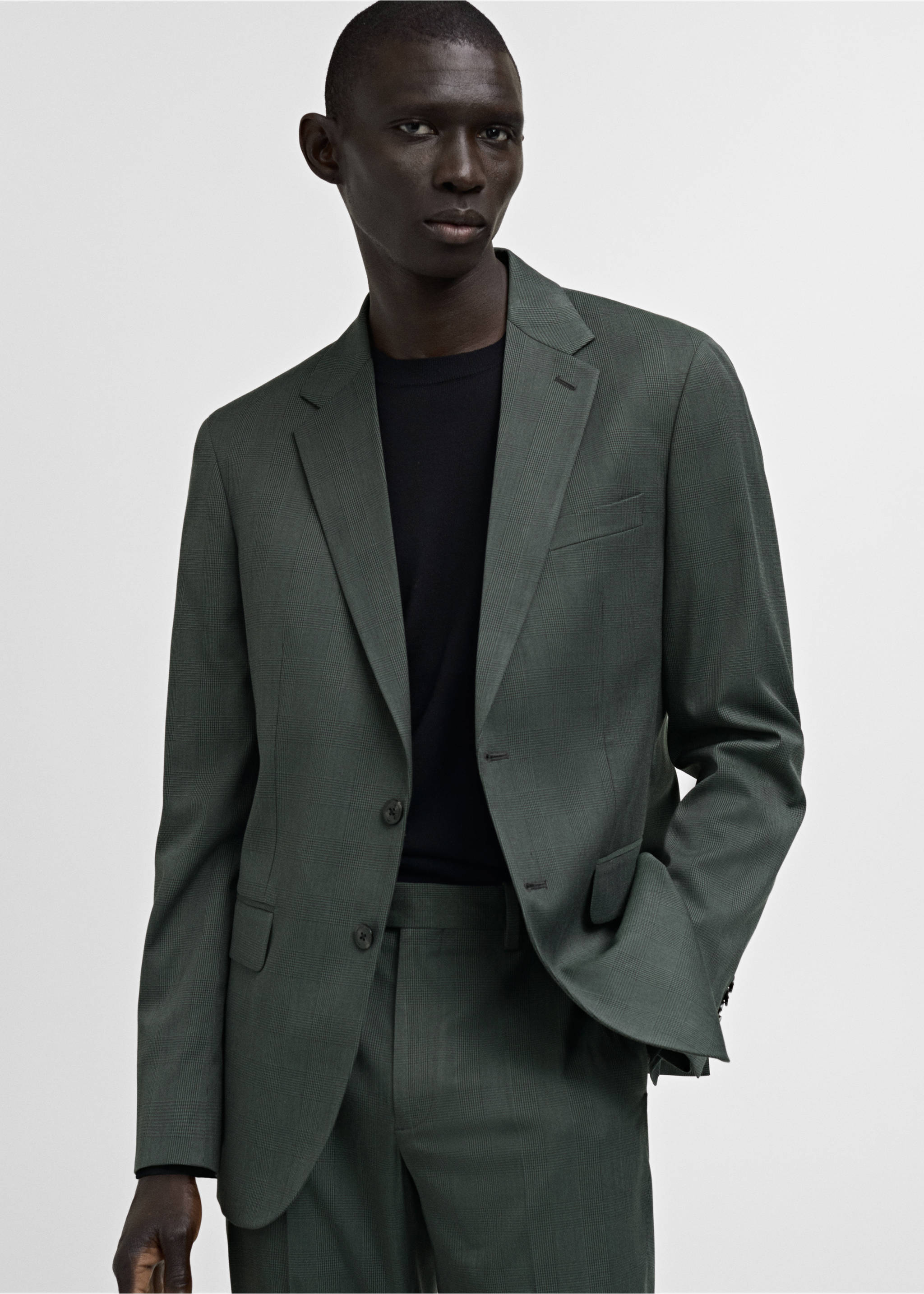 Milan Prince of Wales check suit blazer - Medium plane, Green. Ref: 87030588-00.