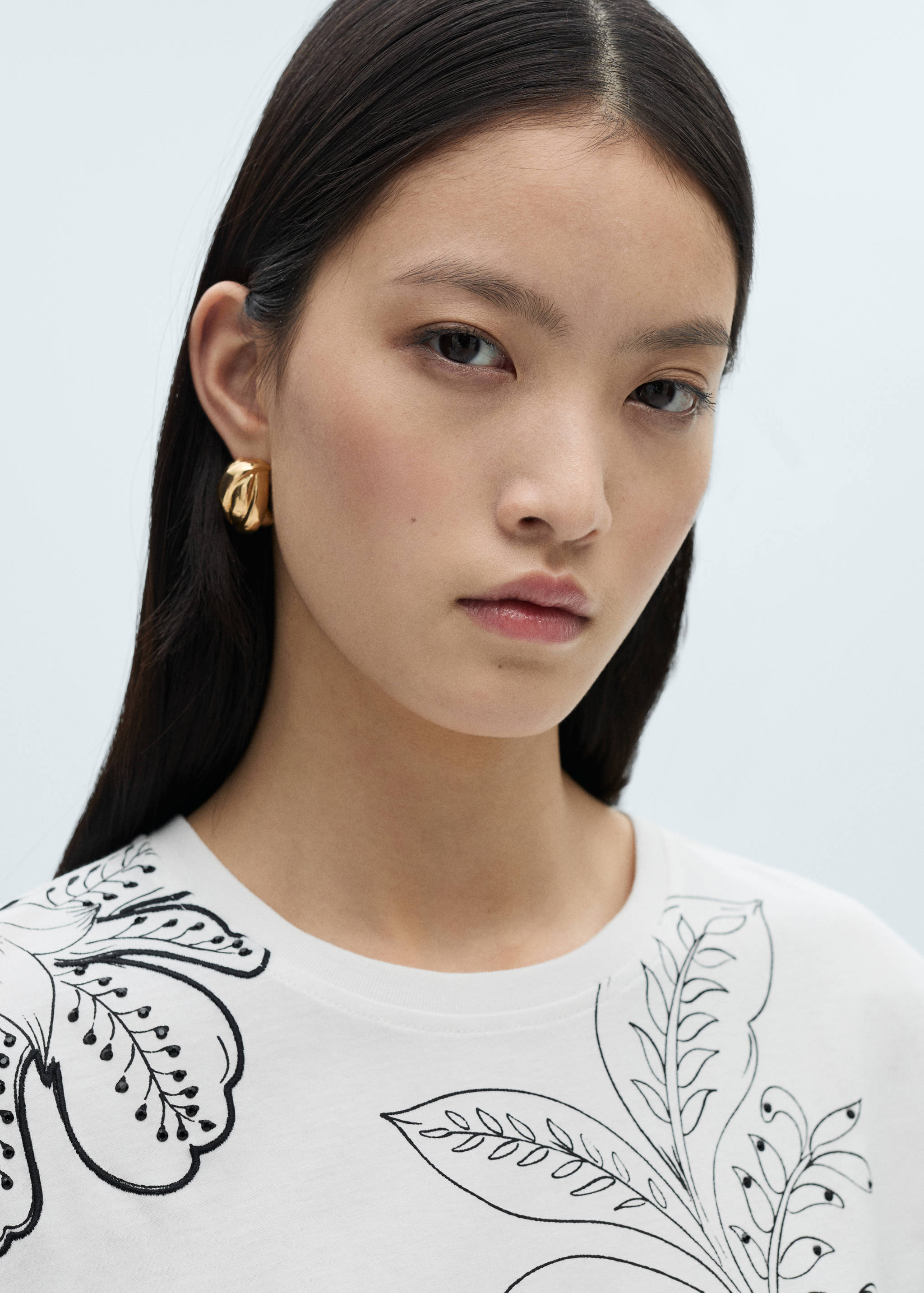 Floral-print cotton t-shirt - Details of the article 1