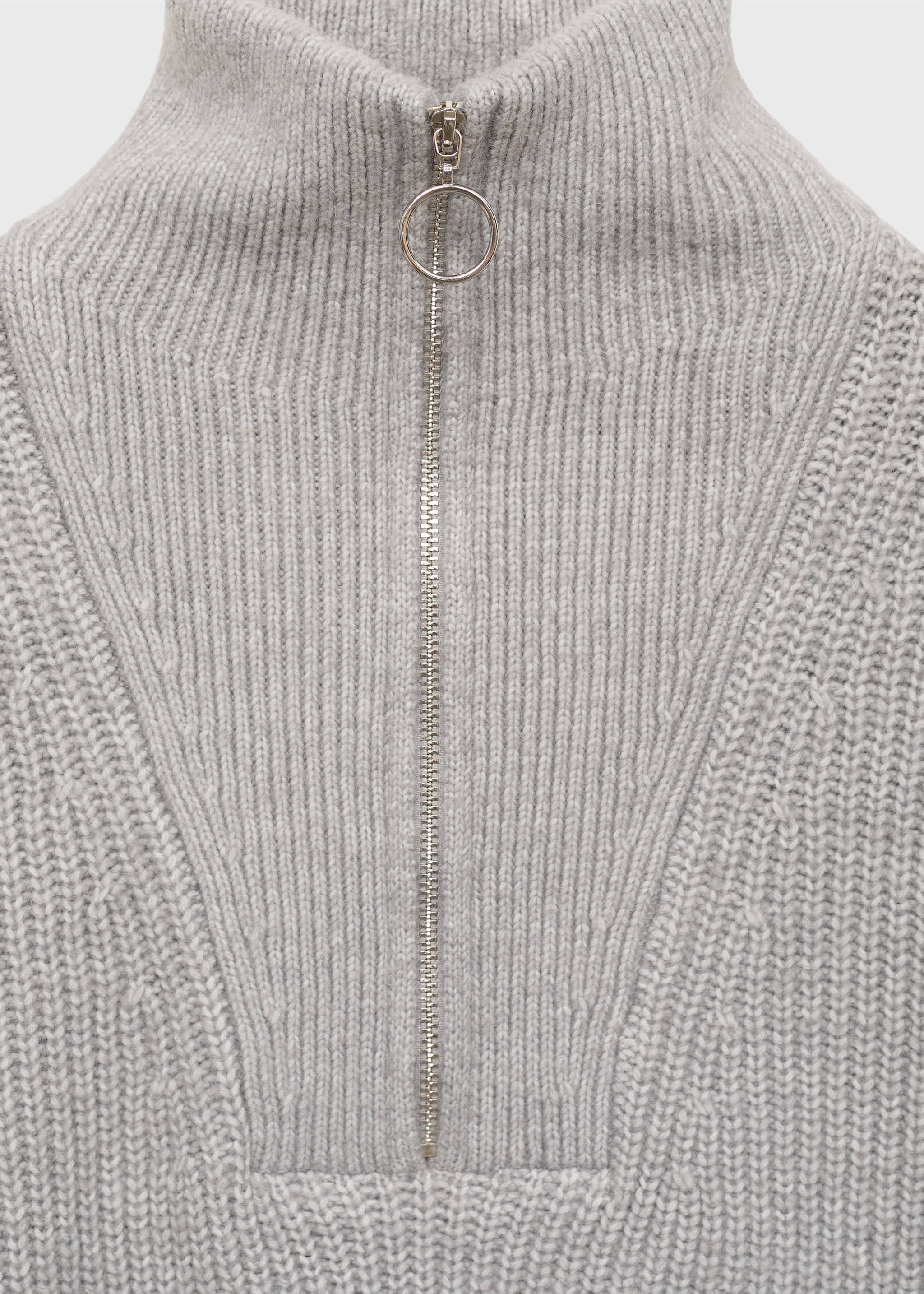 Button-neck lace blouse - Details of the article 8, Grey. Ref: 87030593-00.