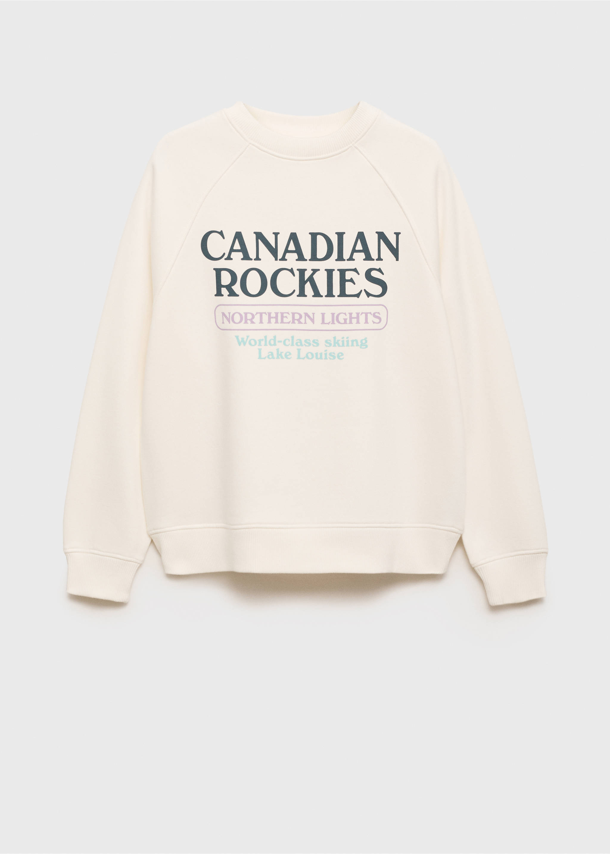 Gemustertes Sweatshirt mit Aufschrift - Artikel ohne Model, Cremeweiß. Ref: 87030594-00.