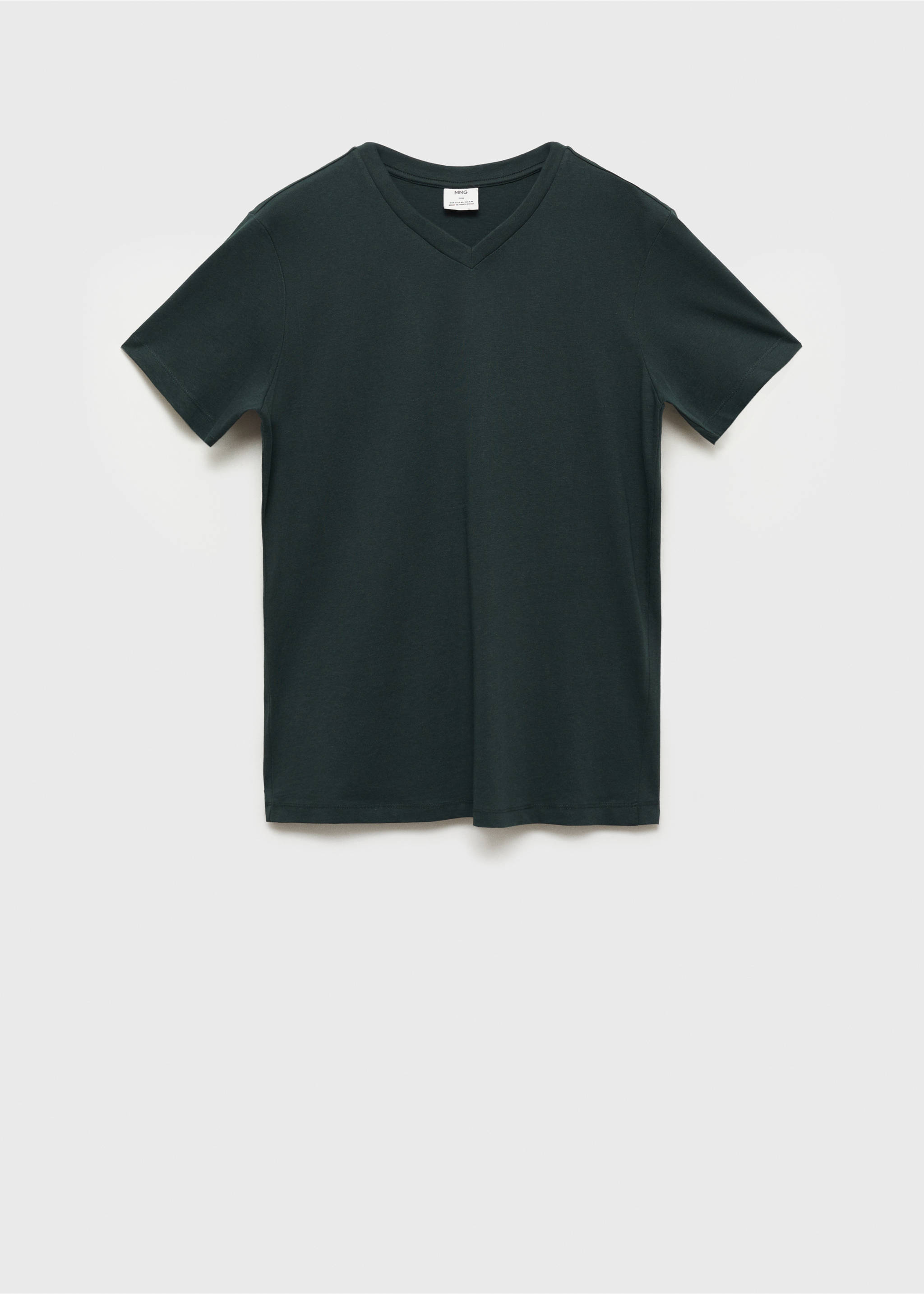 100% cotton slim-fit V-neck t-shirt - Article without model, Green. Ref: 87030599-00.