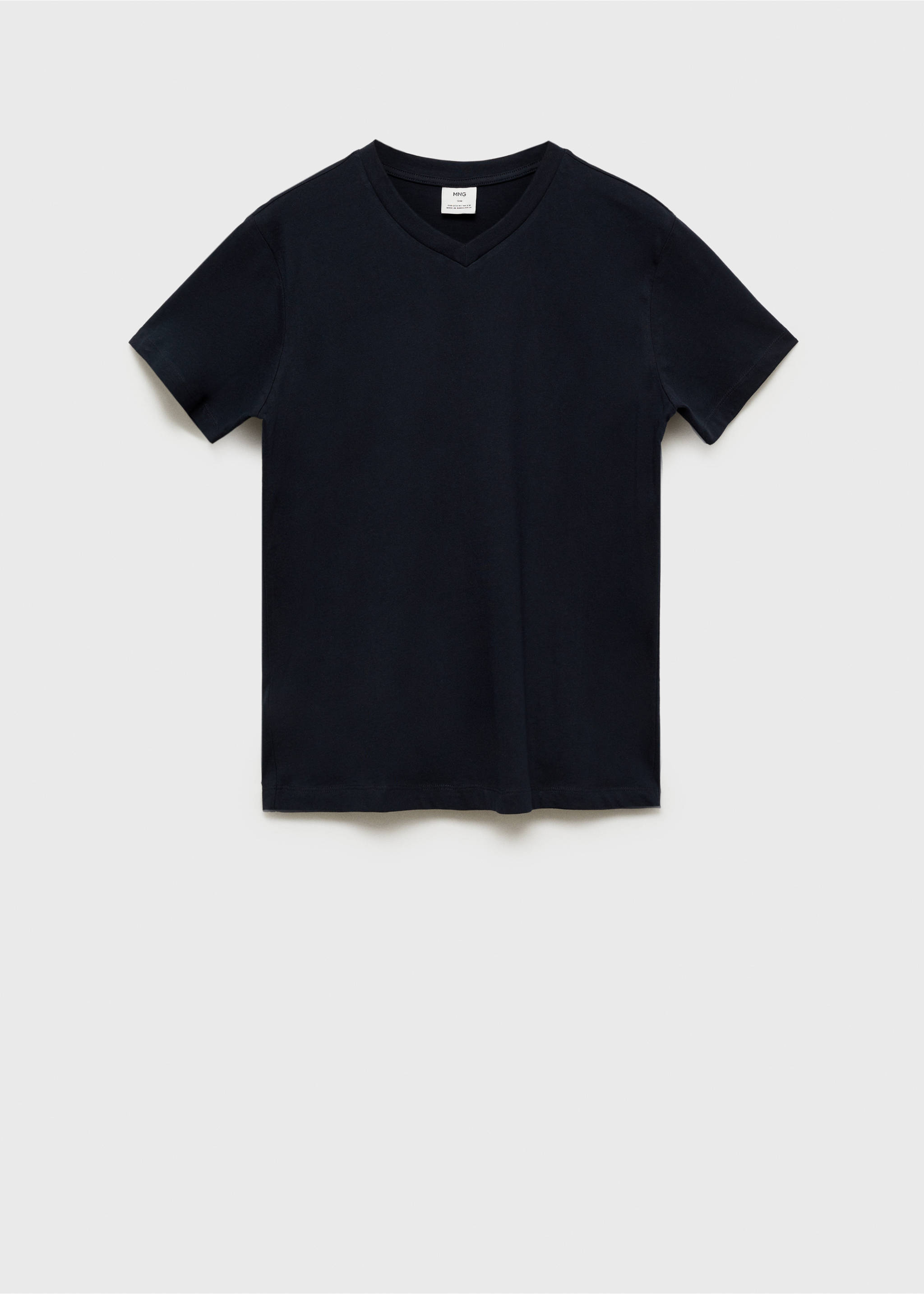 100% cotton slim-fit V-neck t-shirt - Article without model, Dark Navy. Ref: 87030599-00.