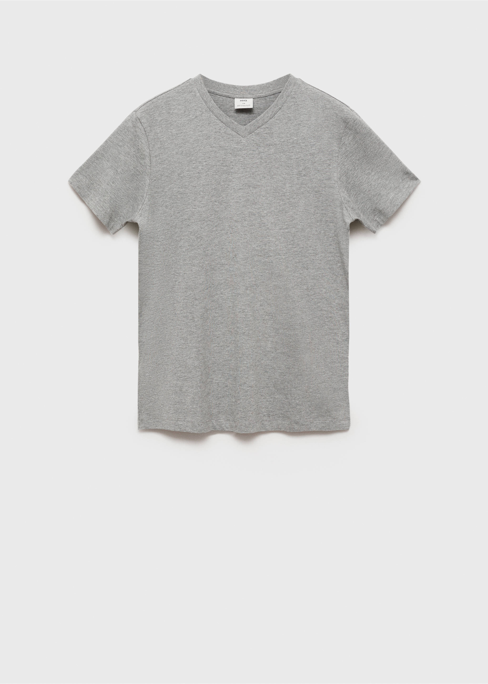 T-shirt med v-ringning, slim fit, 100% bomull - Artikel utan modell, Medium Heather grå. Ref: 87030599-00.