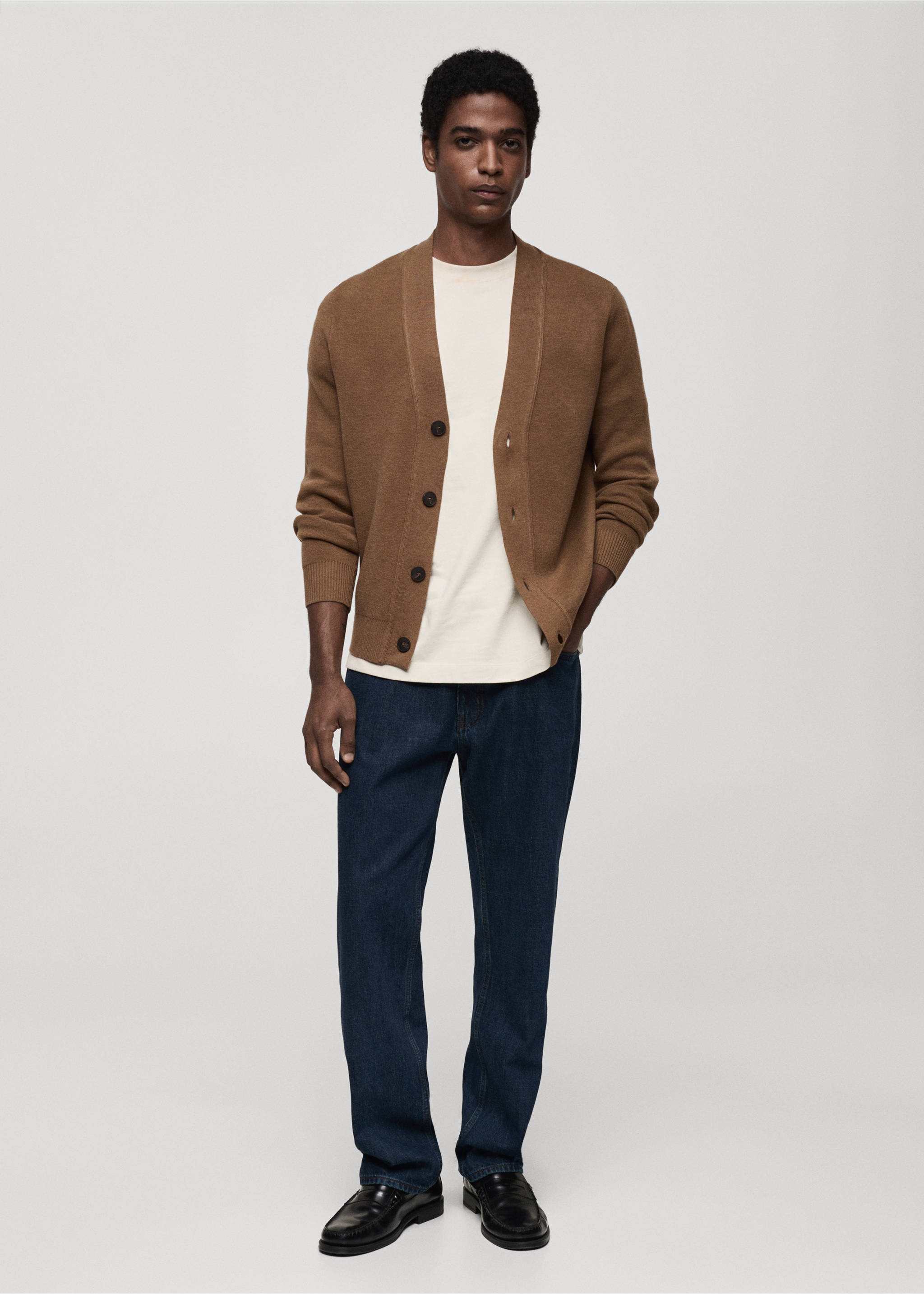 Knitted button cardigan - General plane, Medium Brown. Ref: 87030600-00.