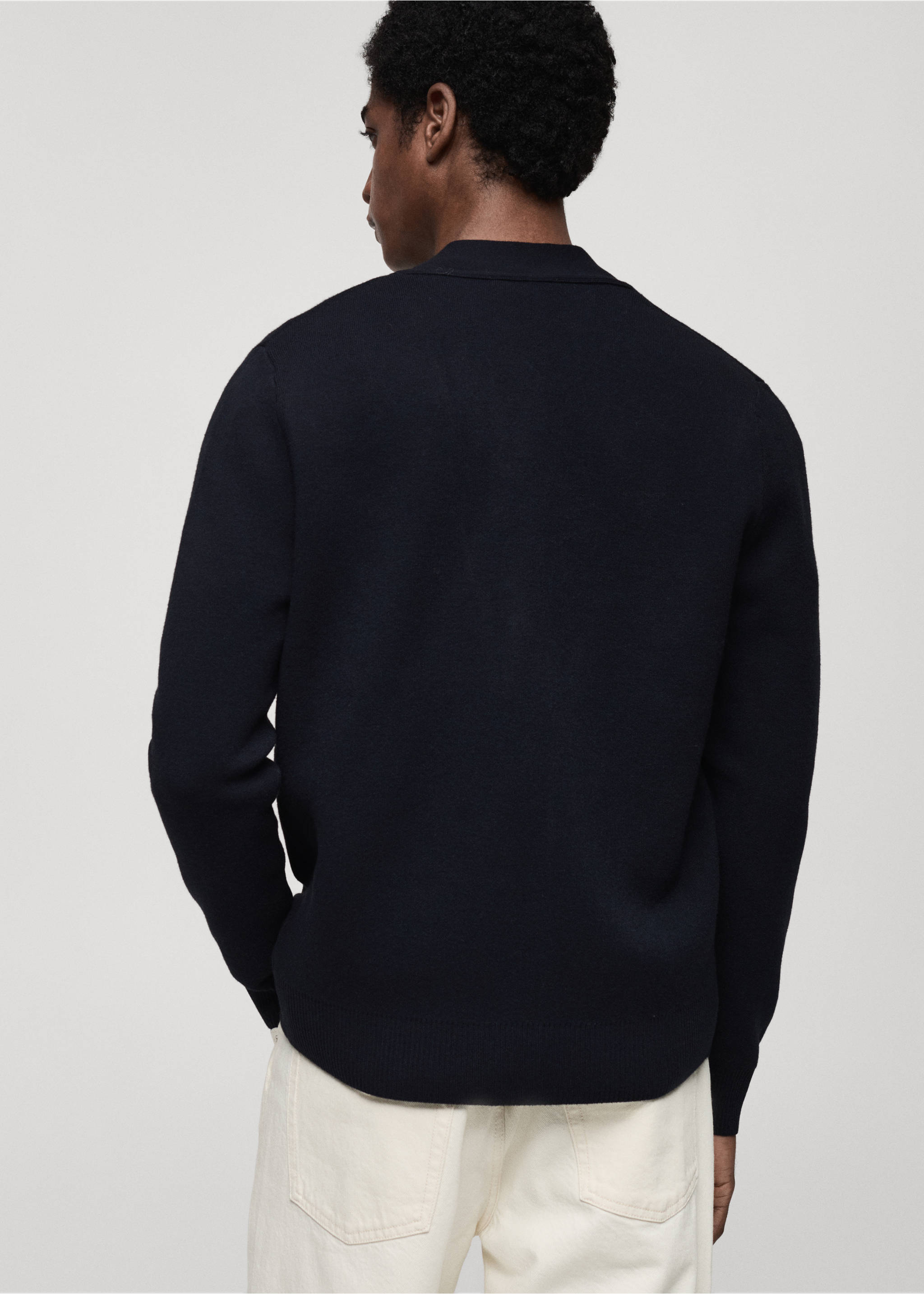 Knitted button cardigan - Reverse of the article, Dark Navy. Ref: 87030600-00.