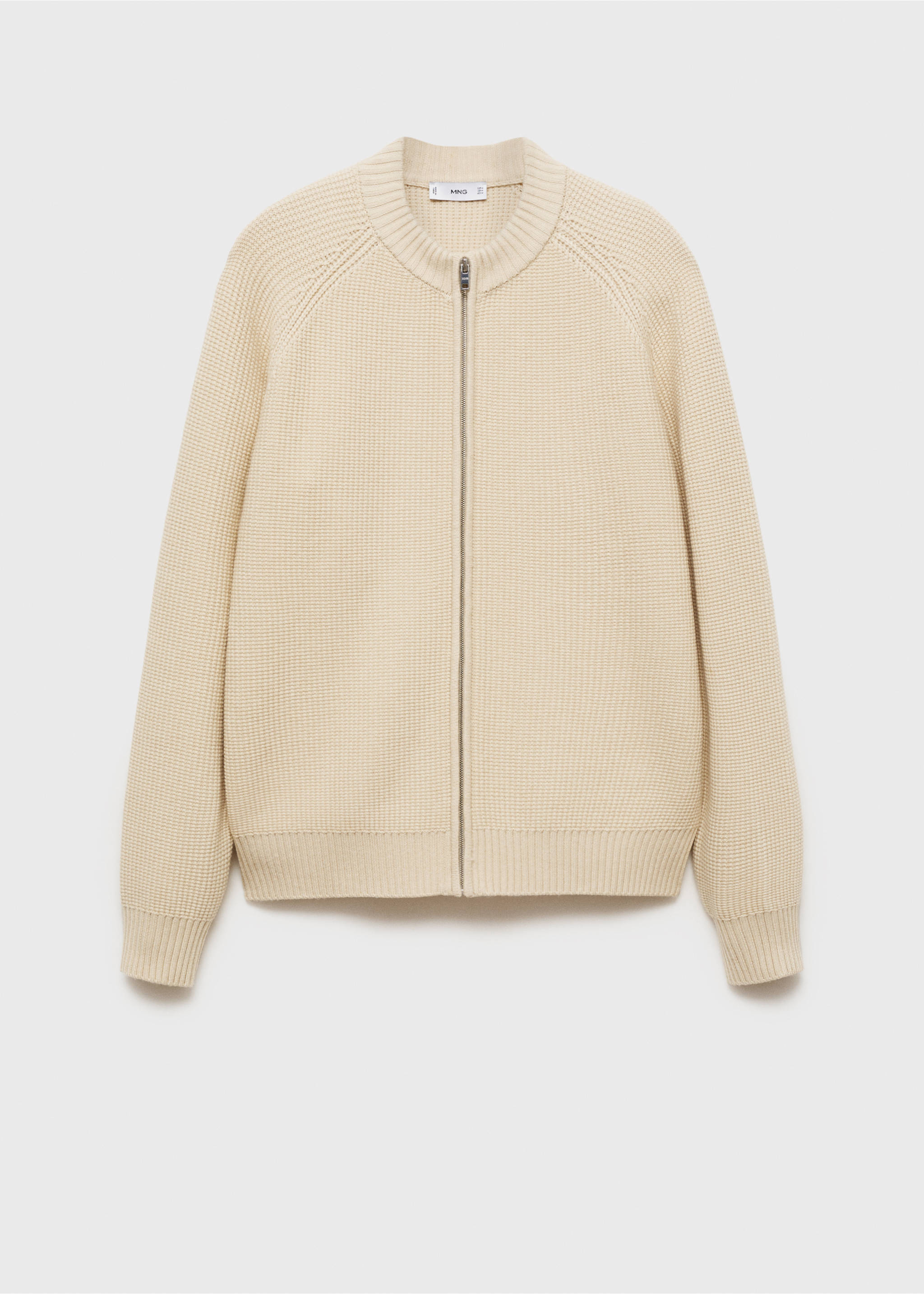 Structured knitted cardigan with zip - Article without model, Sand. Ref: 87030601-00.