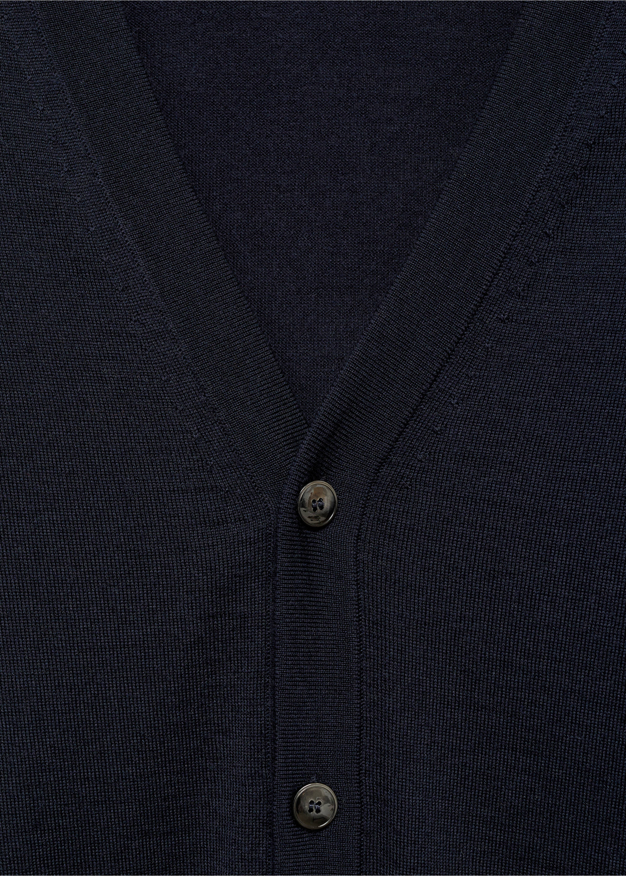 Cárdigan 100% lana merino - Detalle del artículo 8, Azul marino oscuro. Ref: 87030603-00.