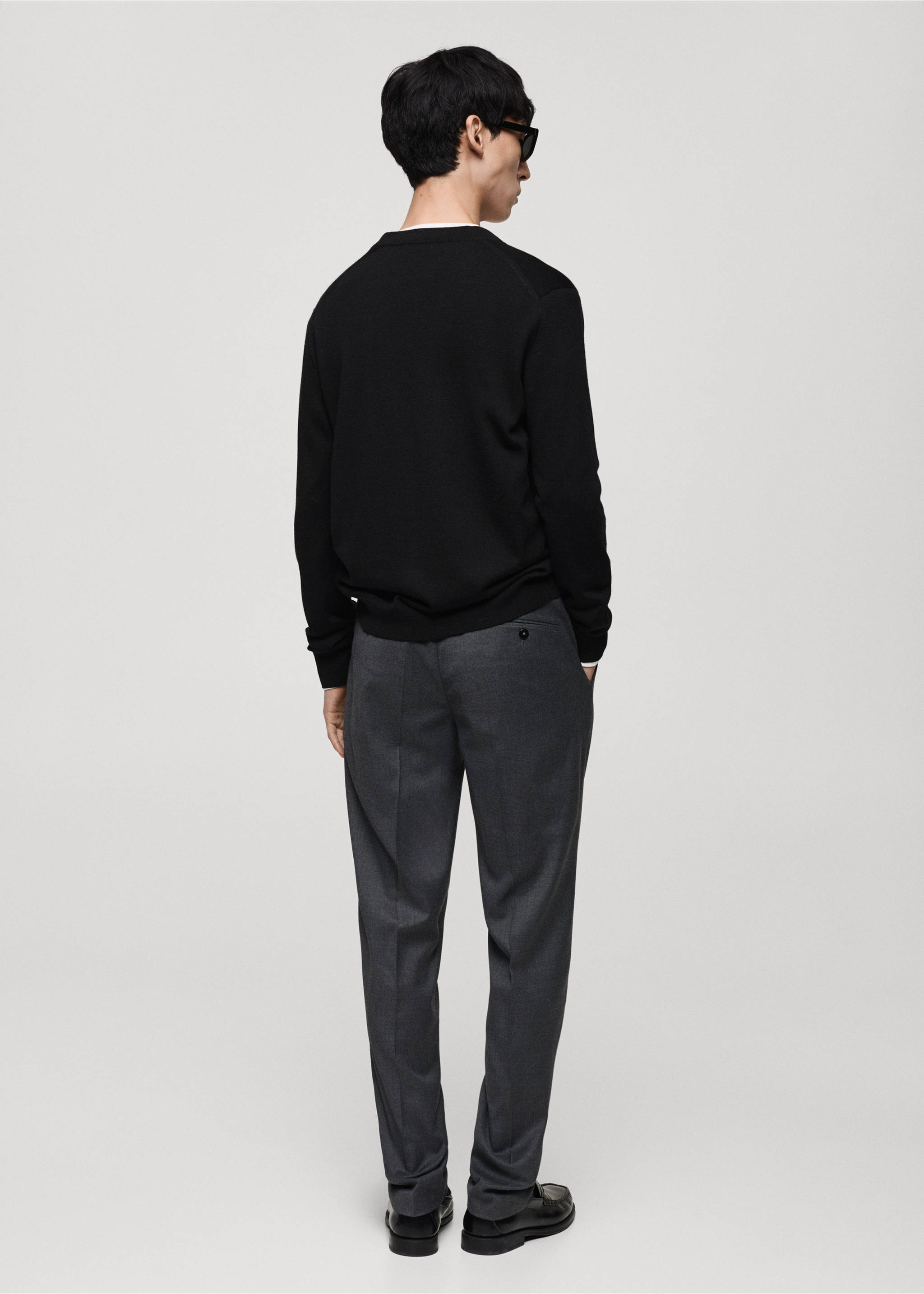 Cárdigan 100% lana merino - Reverso del artículo, Negro. Ref: 87030603-00.