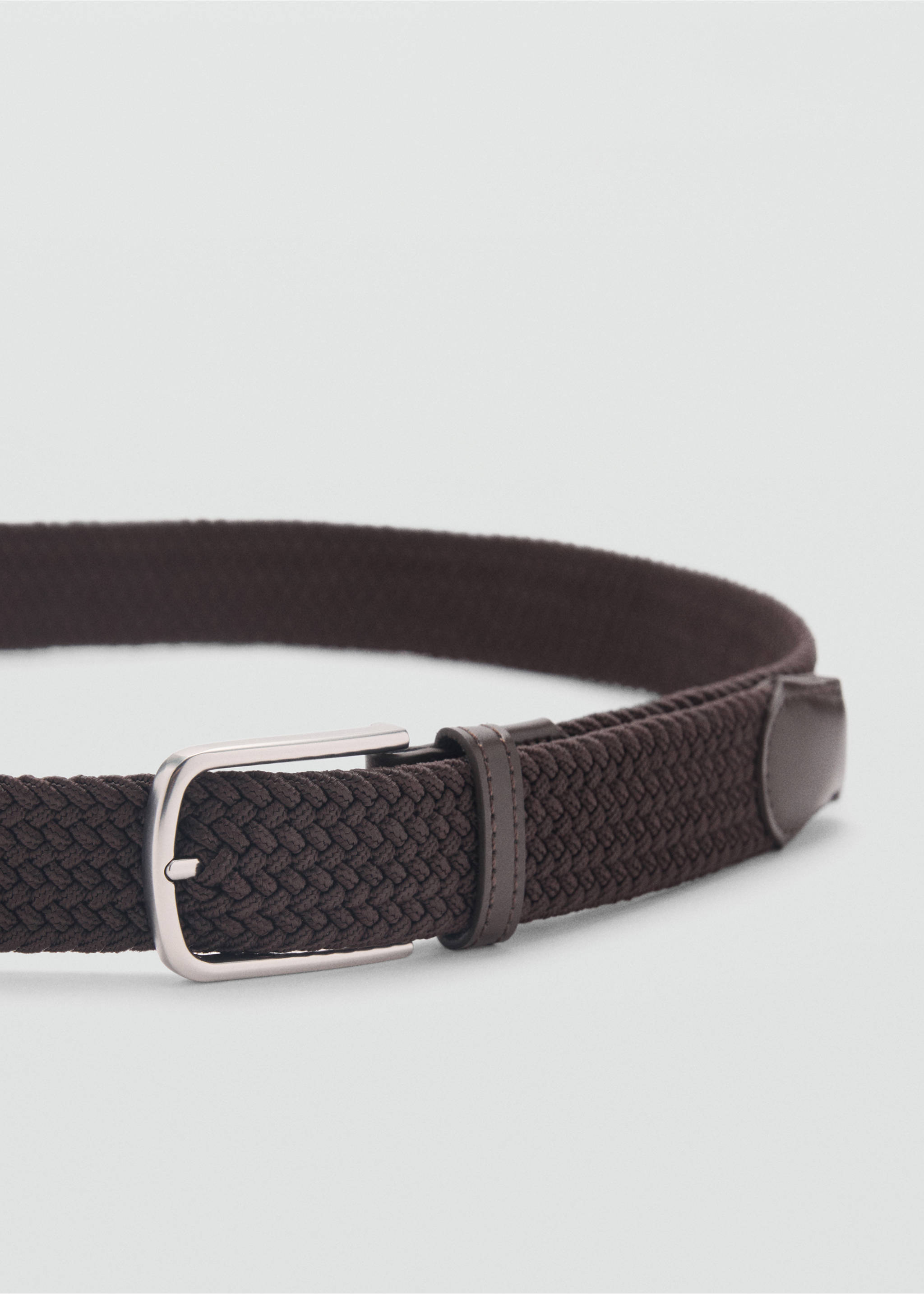 Cinturón trenzado elástico - Plano medio, Chocolate. Ref: 87030606-00.