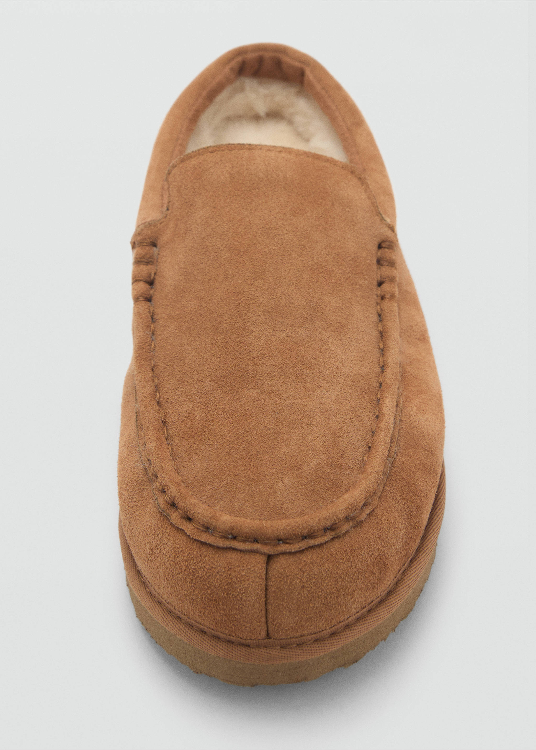 Suede clogs with sheepskin lining - Details of the article 2, Brown. Ref: 87030613-00.