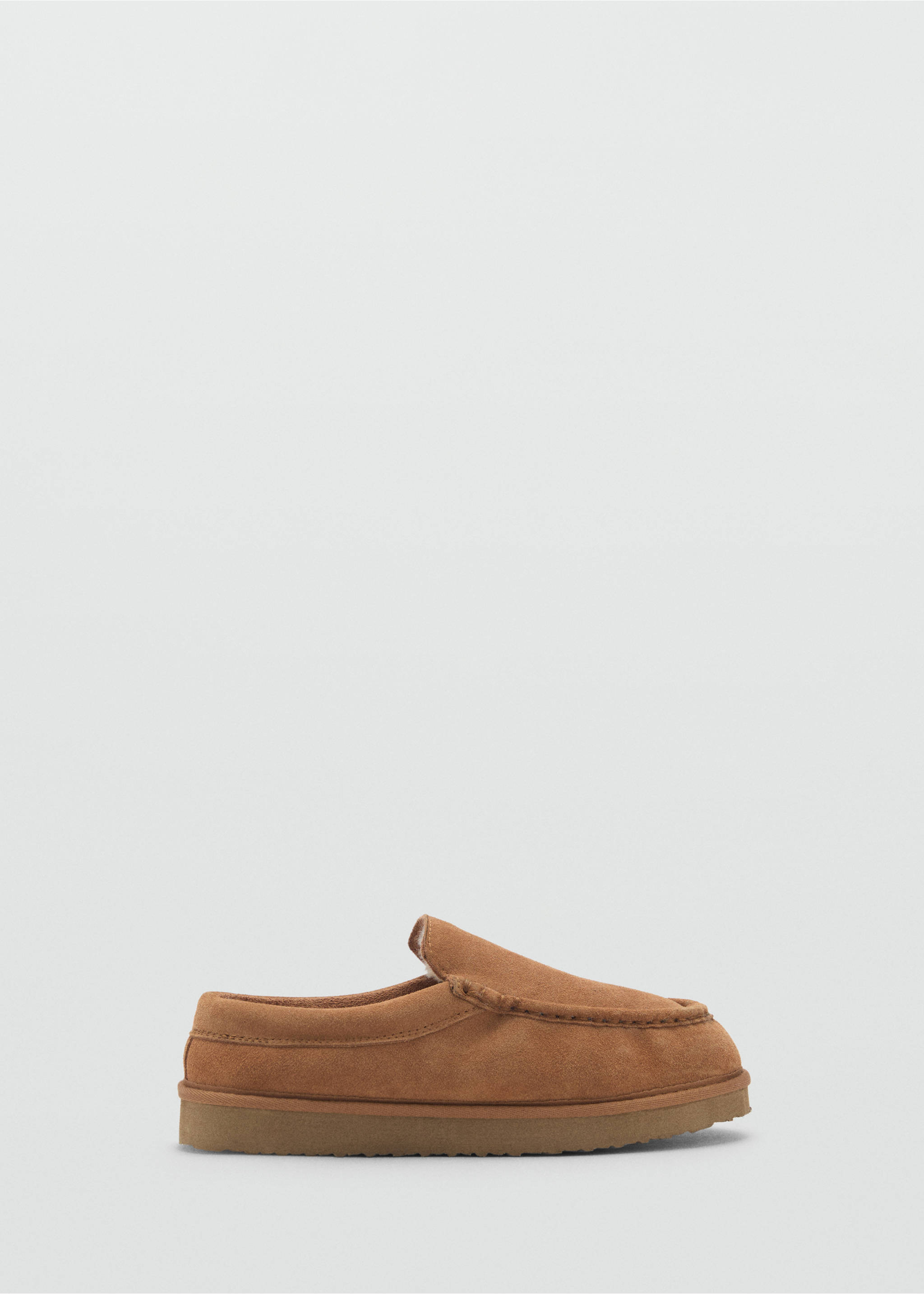 Suede clogs with sheepskin lining - Article without model, Brown. Ref: 87030613-00.