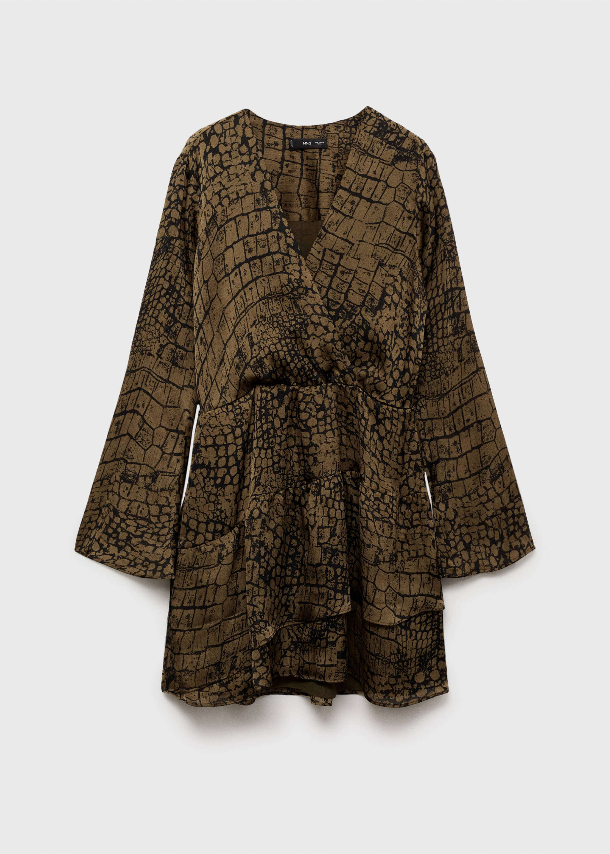 Animal print ruffle dress - Article without model, Brown. Ref: 87030621-00.