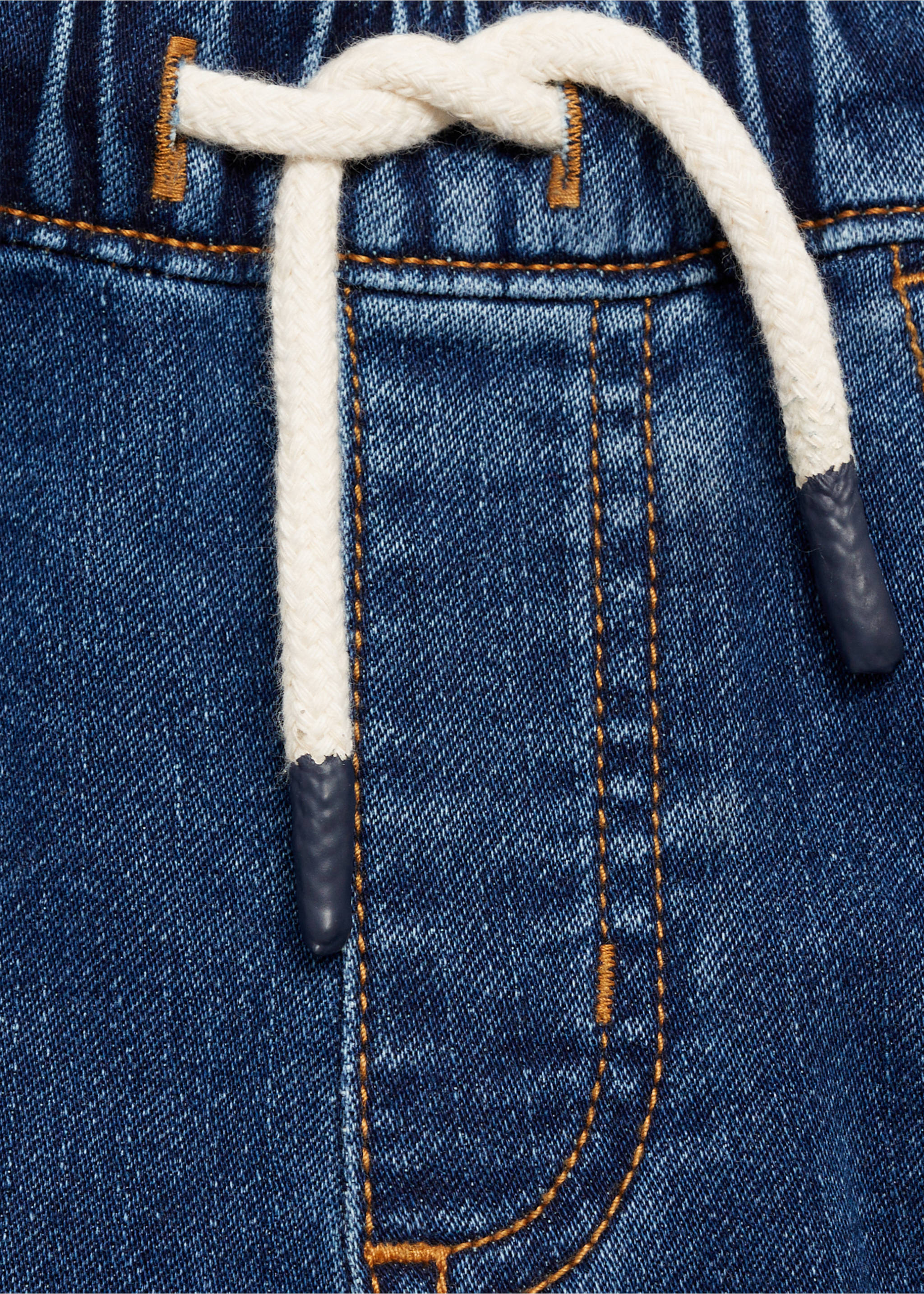 Jeans cintura elástica - Pormenor do artigo 8, Azul-escuro. Ref: 87030622-00.