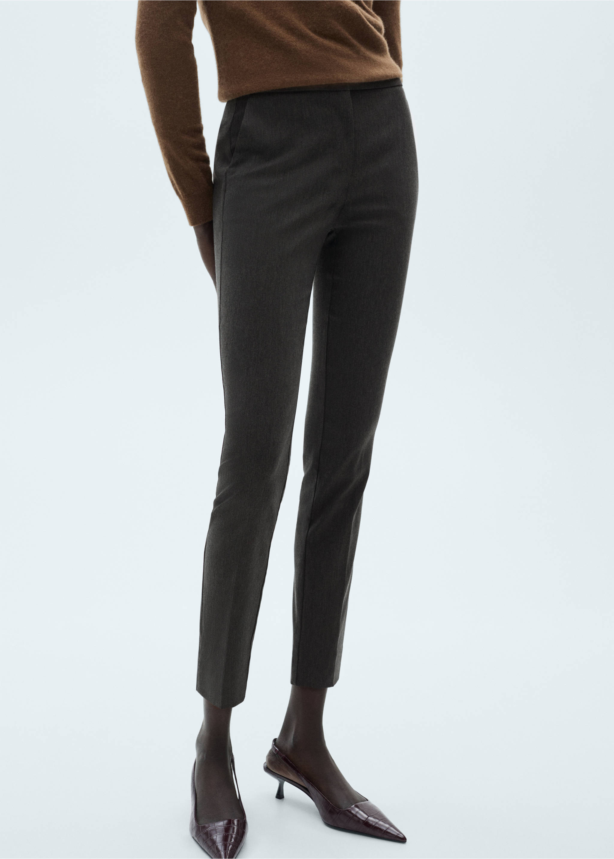 Crop skinny trousers - Medium plane, Grey. Ref: 87030626-00.