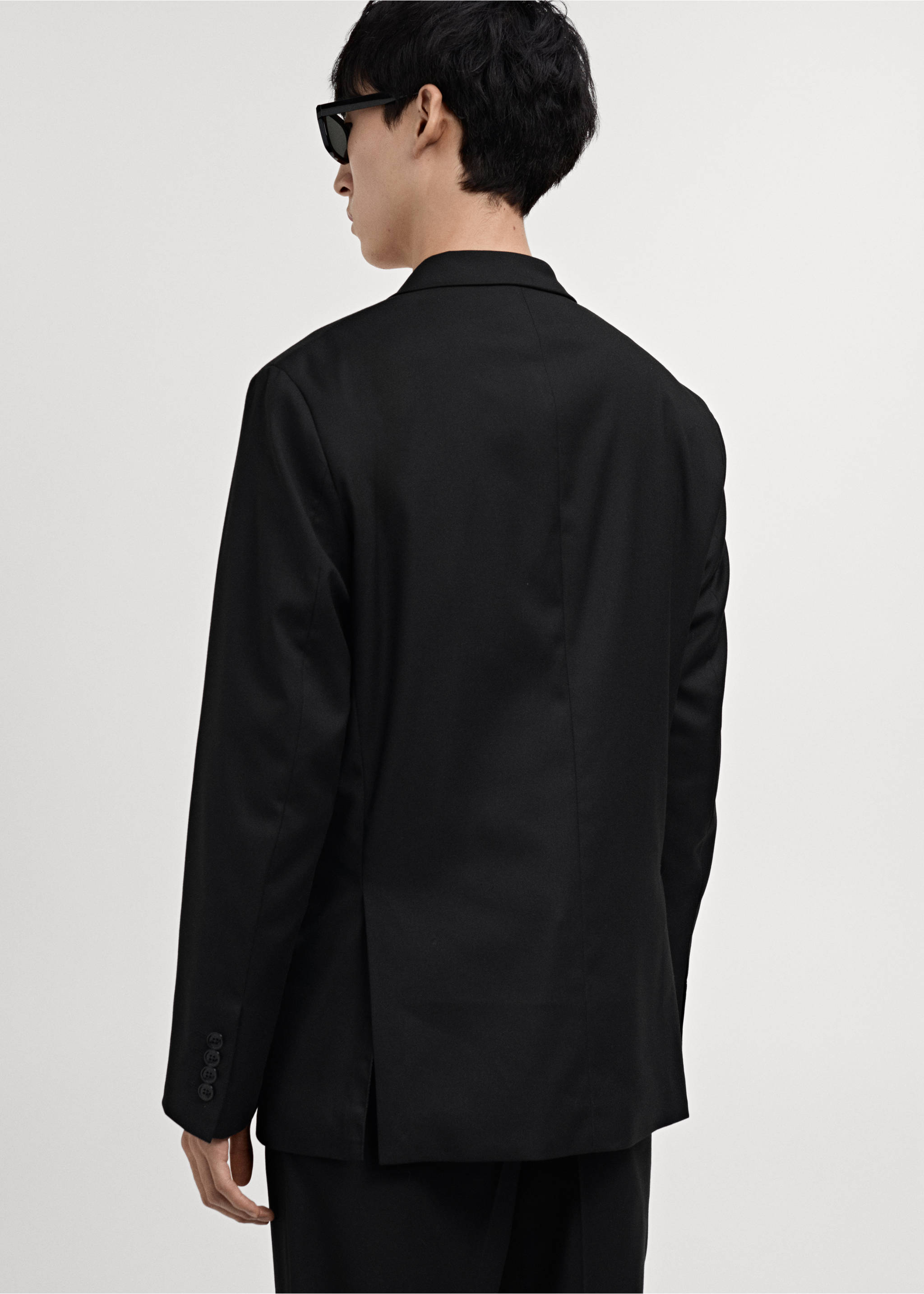 Boston regular-fit double-breasted suit jacket - Reverse of the article, Black. Ref: 87030629-00.