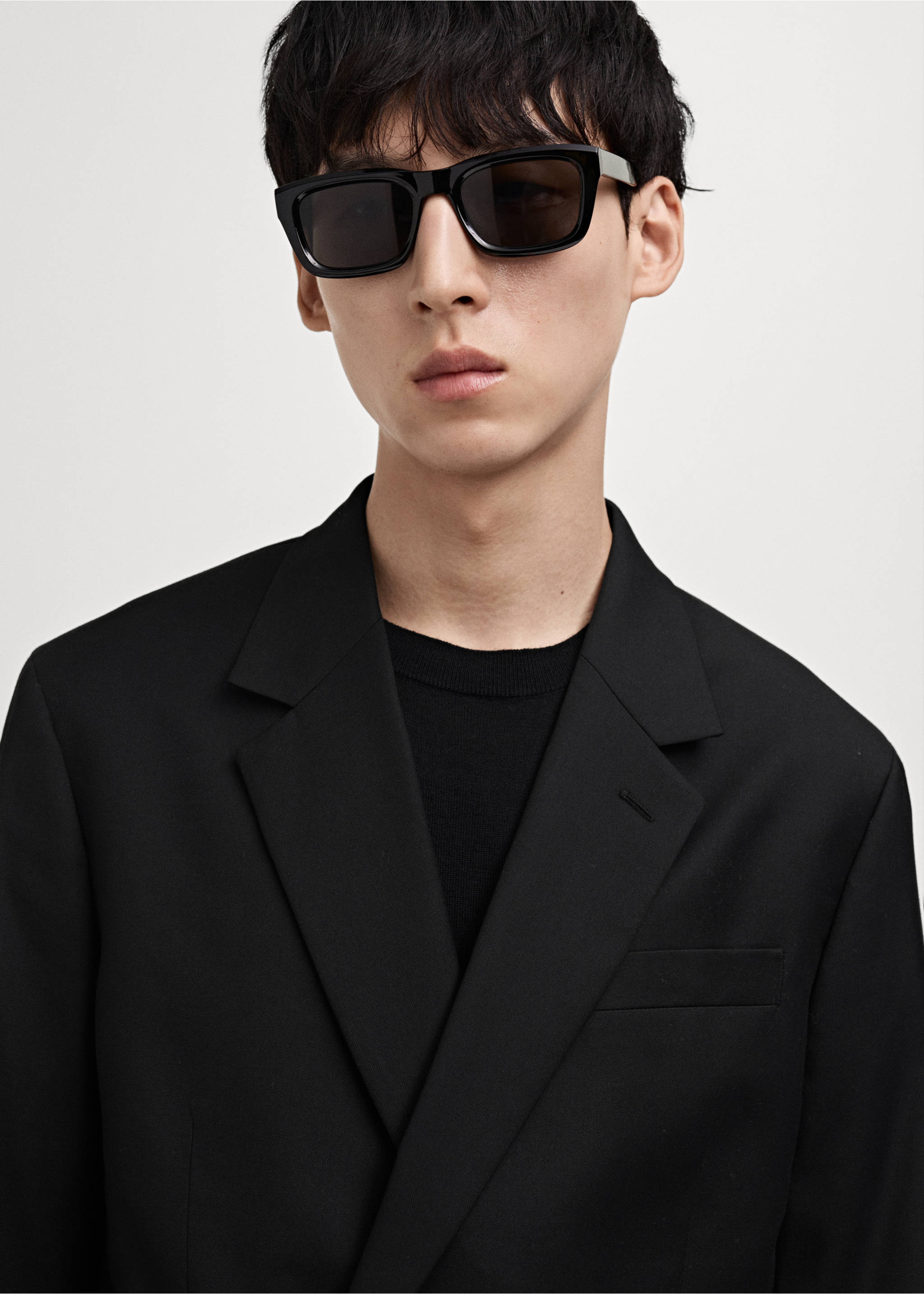 Boston regular-fit double-breasted suit jacket - Details of the article 1, Black. Ref: 87030629-00.