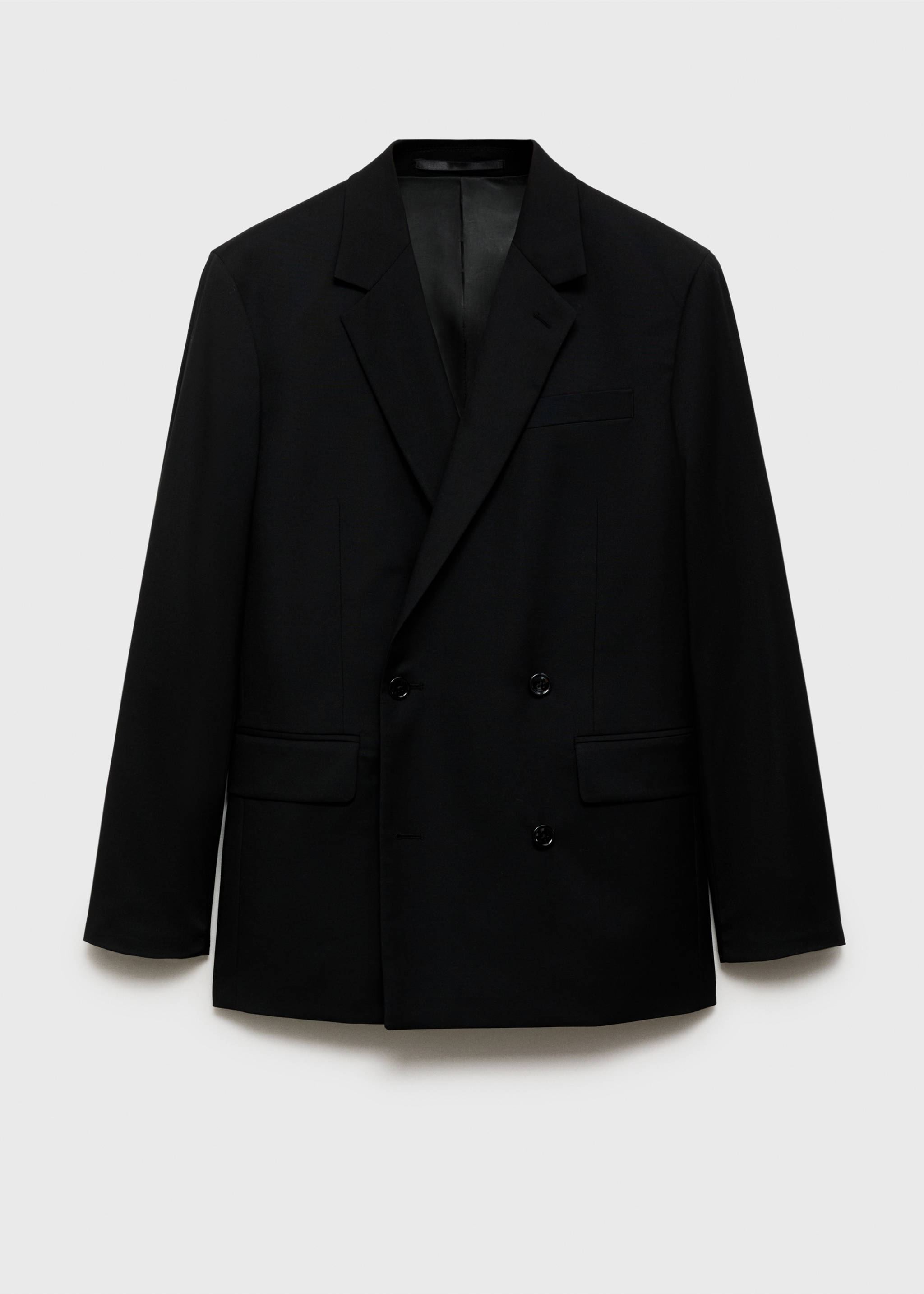 Boston regular-fit double-breasted suit jacket - Article without model, Black. Ref: 87030629-00.