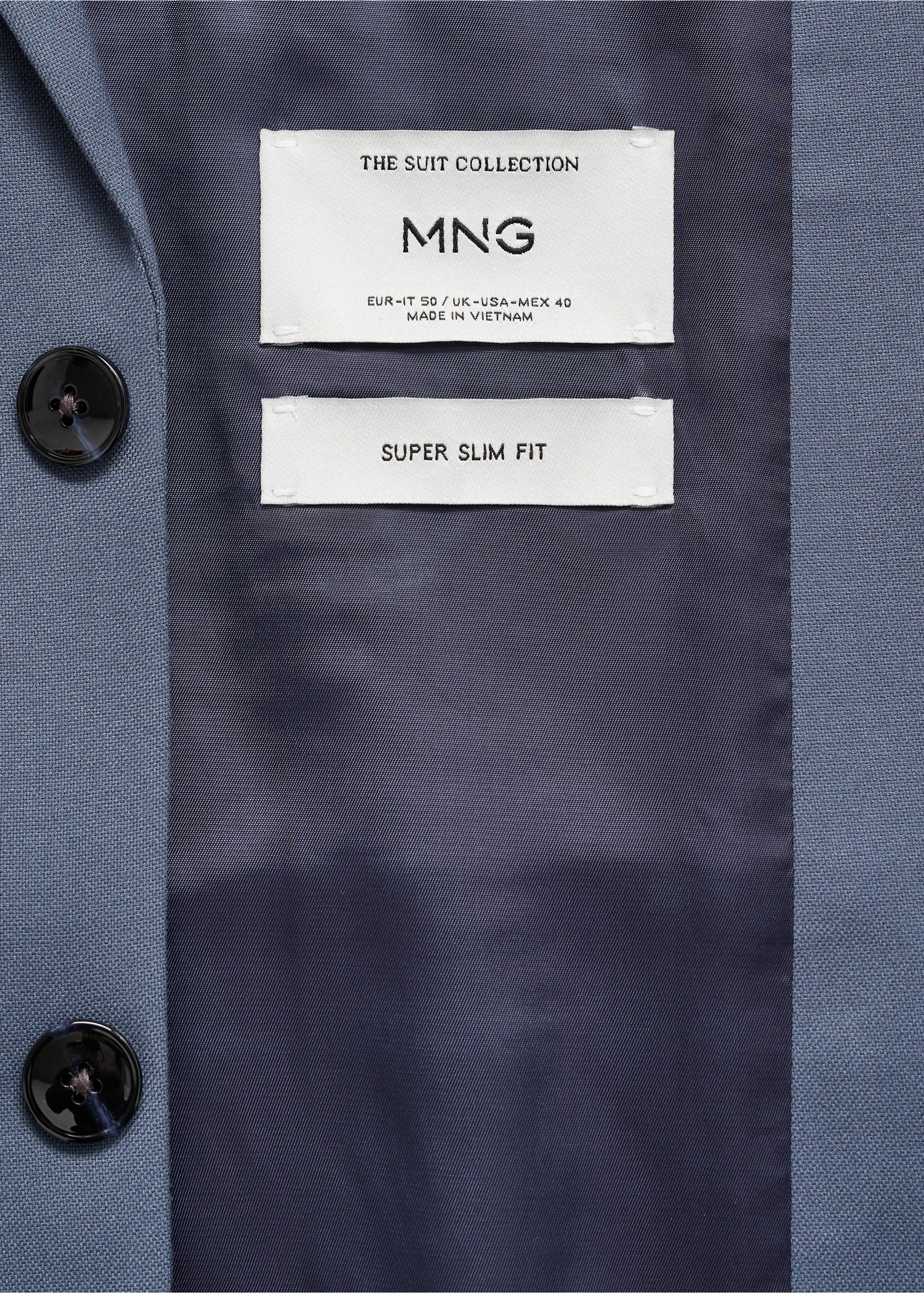 Super slim-fit blazer van stretchstof - Detail van het artikel 0, Hemelsblauw. Ref: 87030630-00.