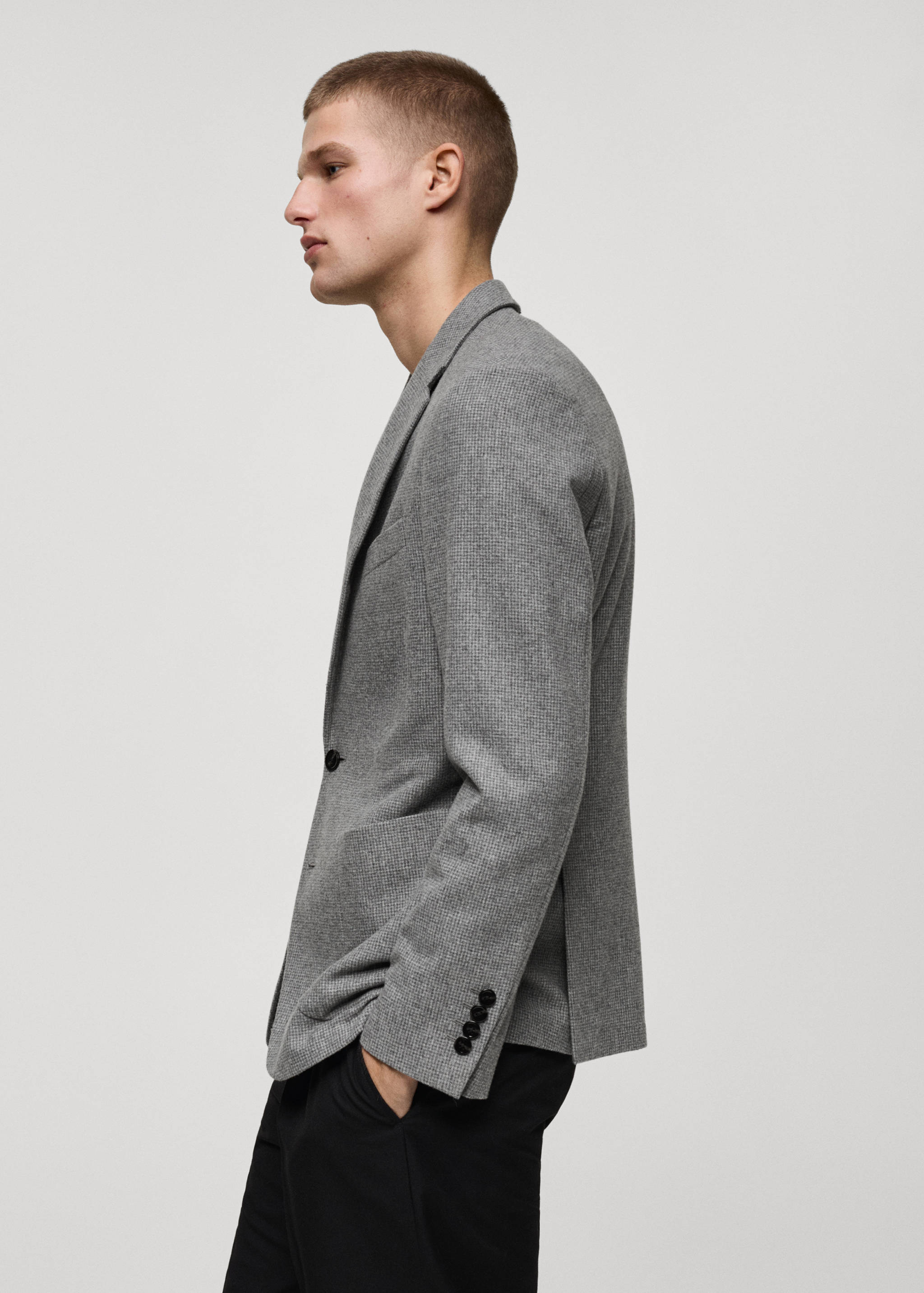 Slim Fit-Wollblazer mit Hahnentrittmuster - Detail des Artikels 2