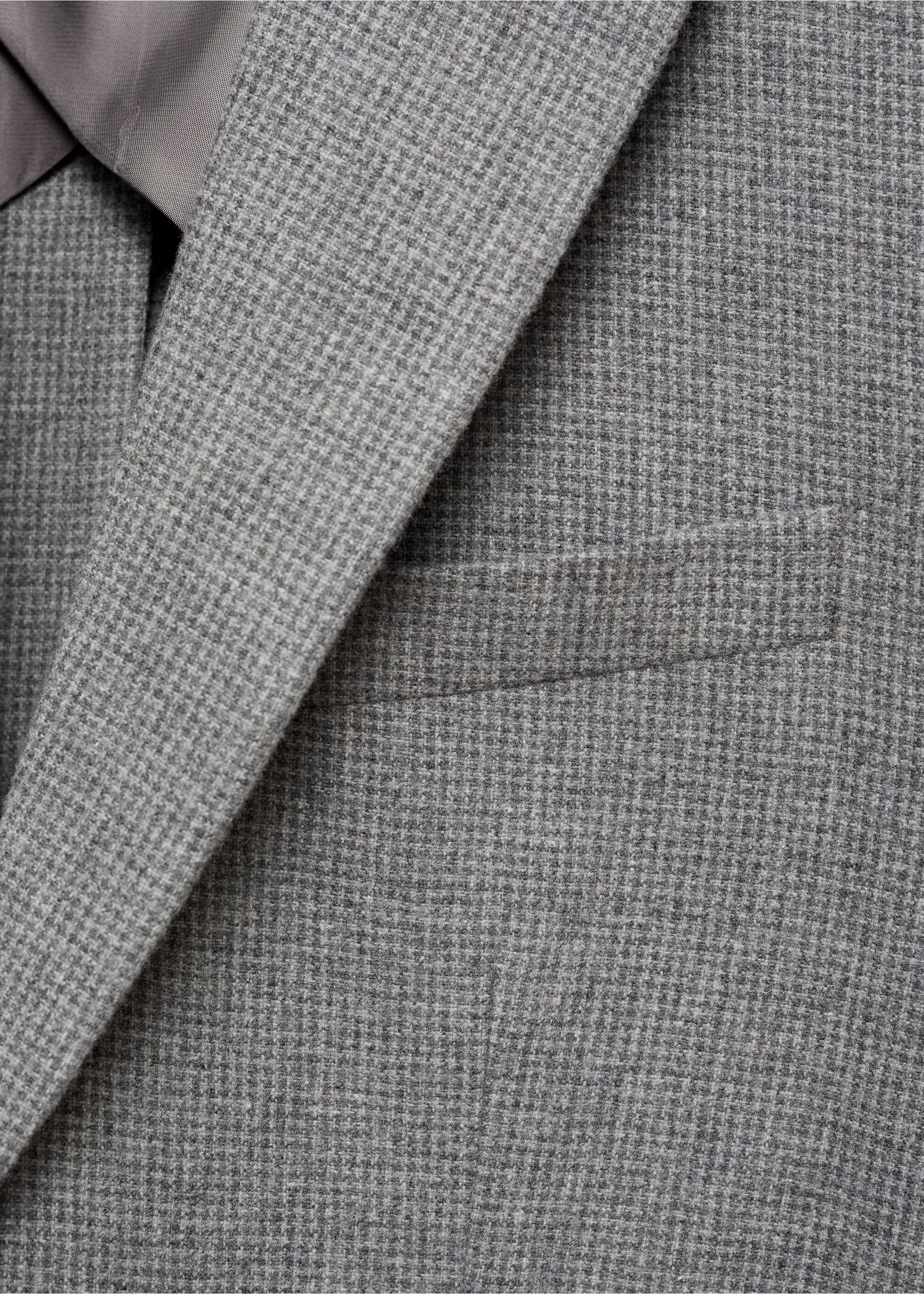 Slim-fit micro-houndstooth wool jacket - Details of the article 0, Grey. Ref: 87030631-00.