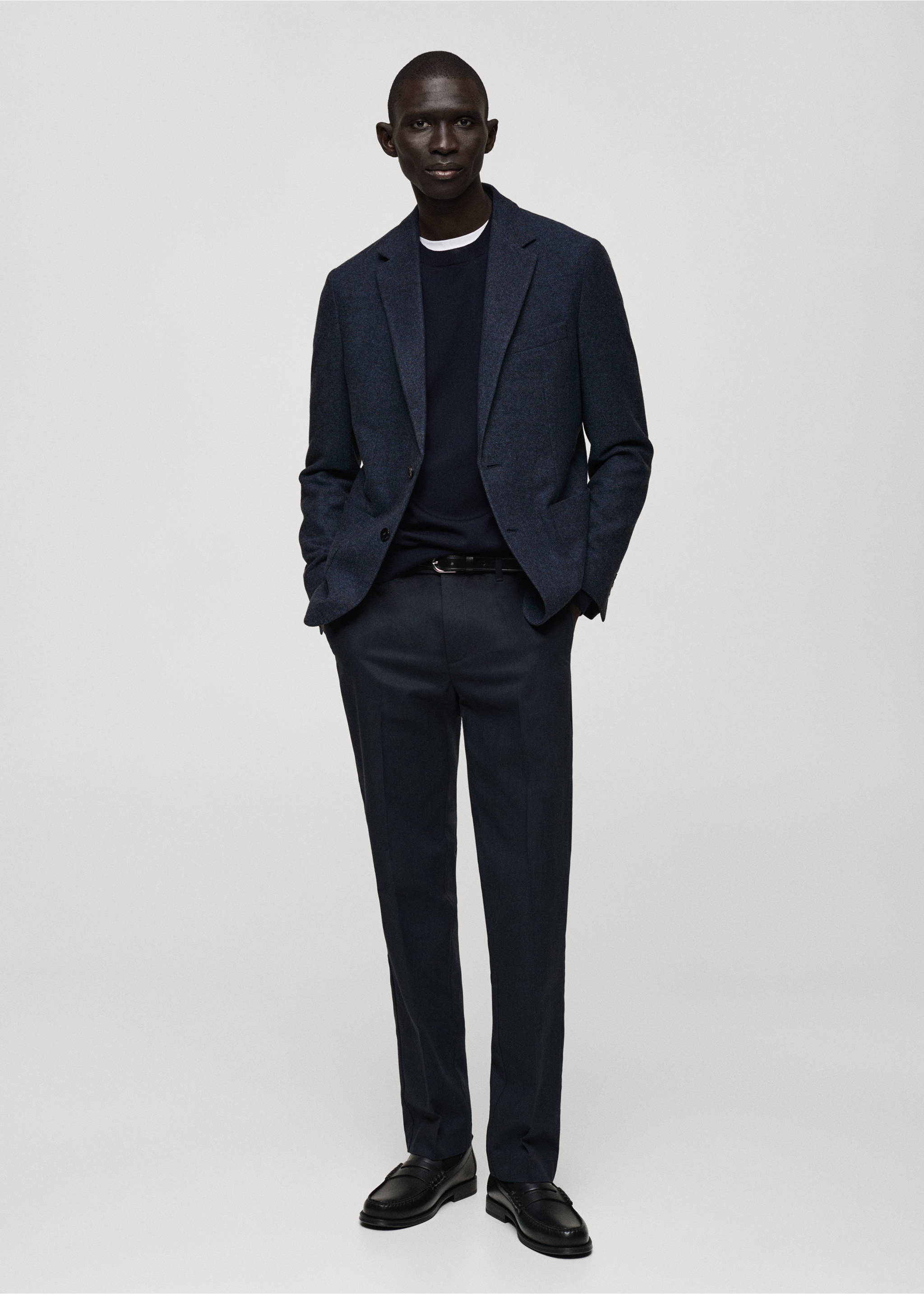 Slim fit wool blend blazer - General plane, Blue. Ref: 87030632-00.