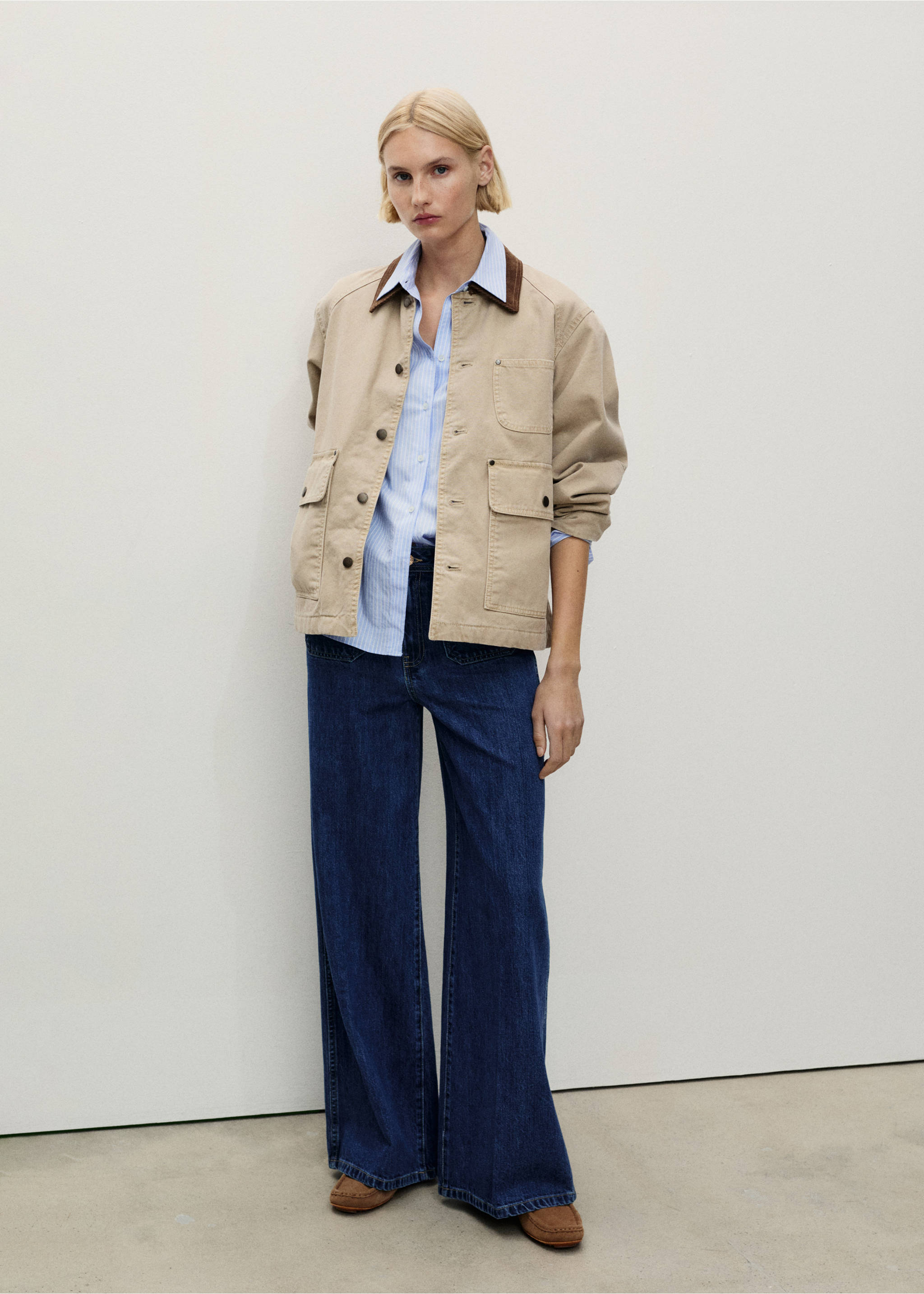 Wide leg jeans with pockets - General plane, Dark Blue. Ref: 87030636-00.