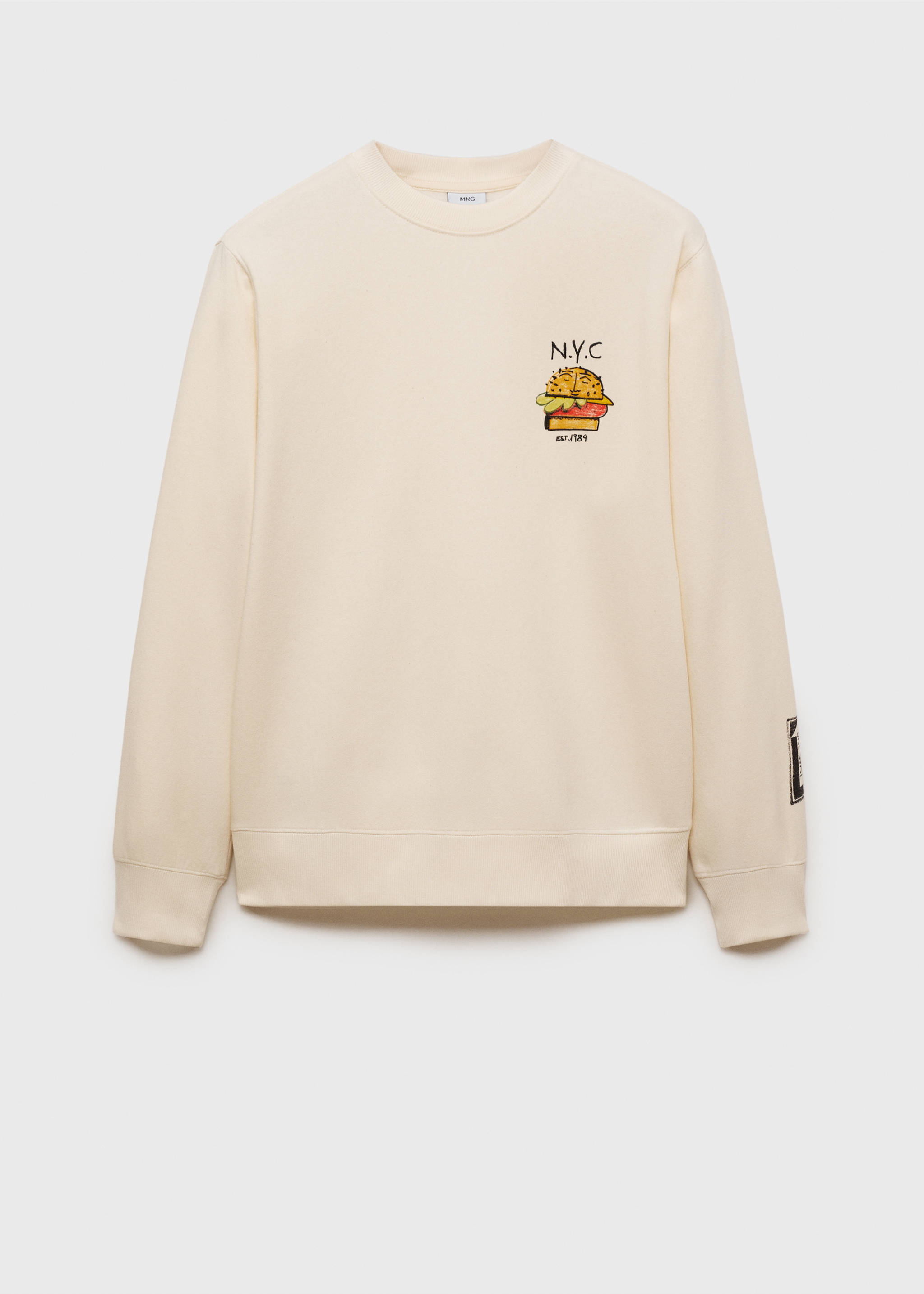 Graphic-print cotton sweatshirt - Article without model, Ecru. Ref: 87030638-00.