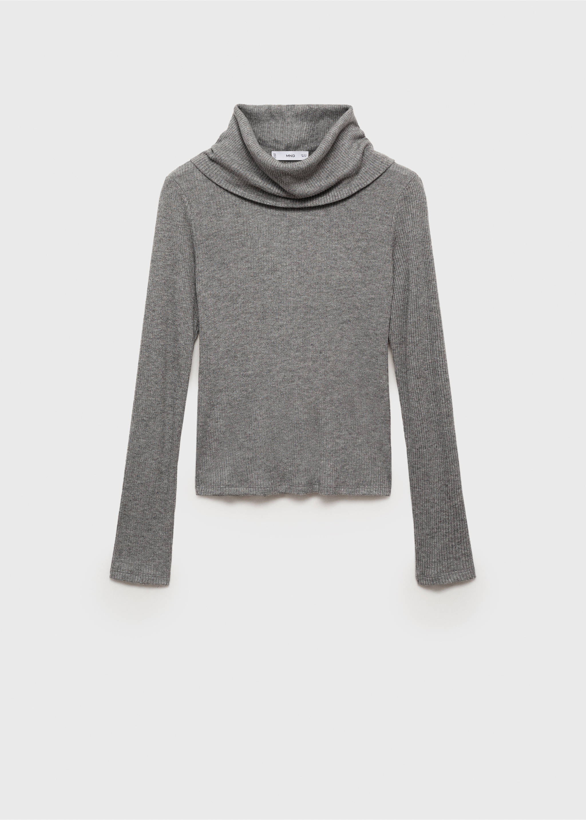 Turtle neck ribbed t-shirt - Article without model, Grey. Ref: 87030639-00.